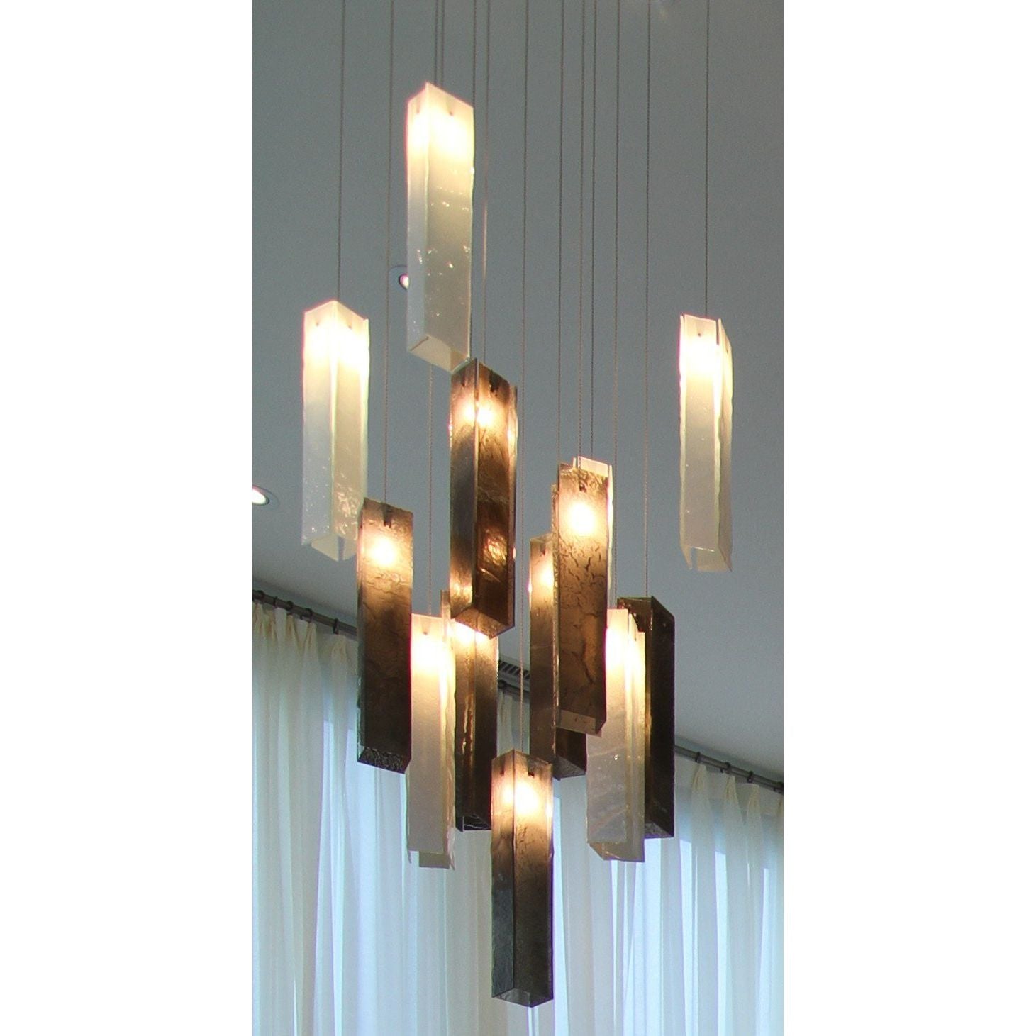 Rain Round Cluster Glass tile Pendant Chandelier - Italian Concept - 