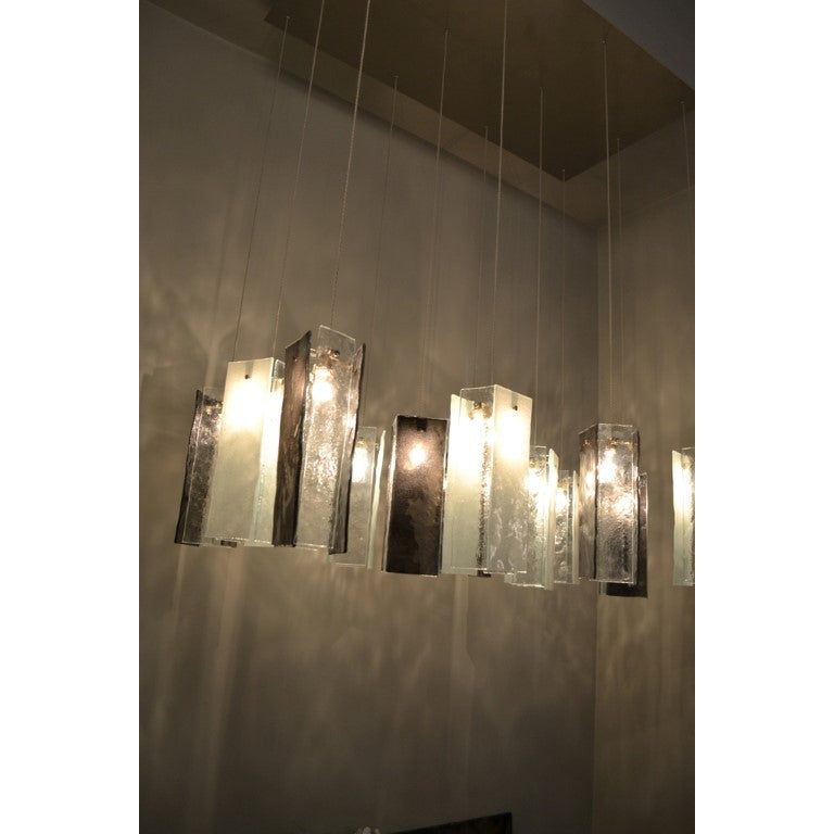 Rain Rectangular Cluster Glass tile Pendant Chandelier - Italian Concept - Size