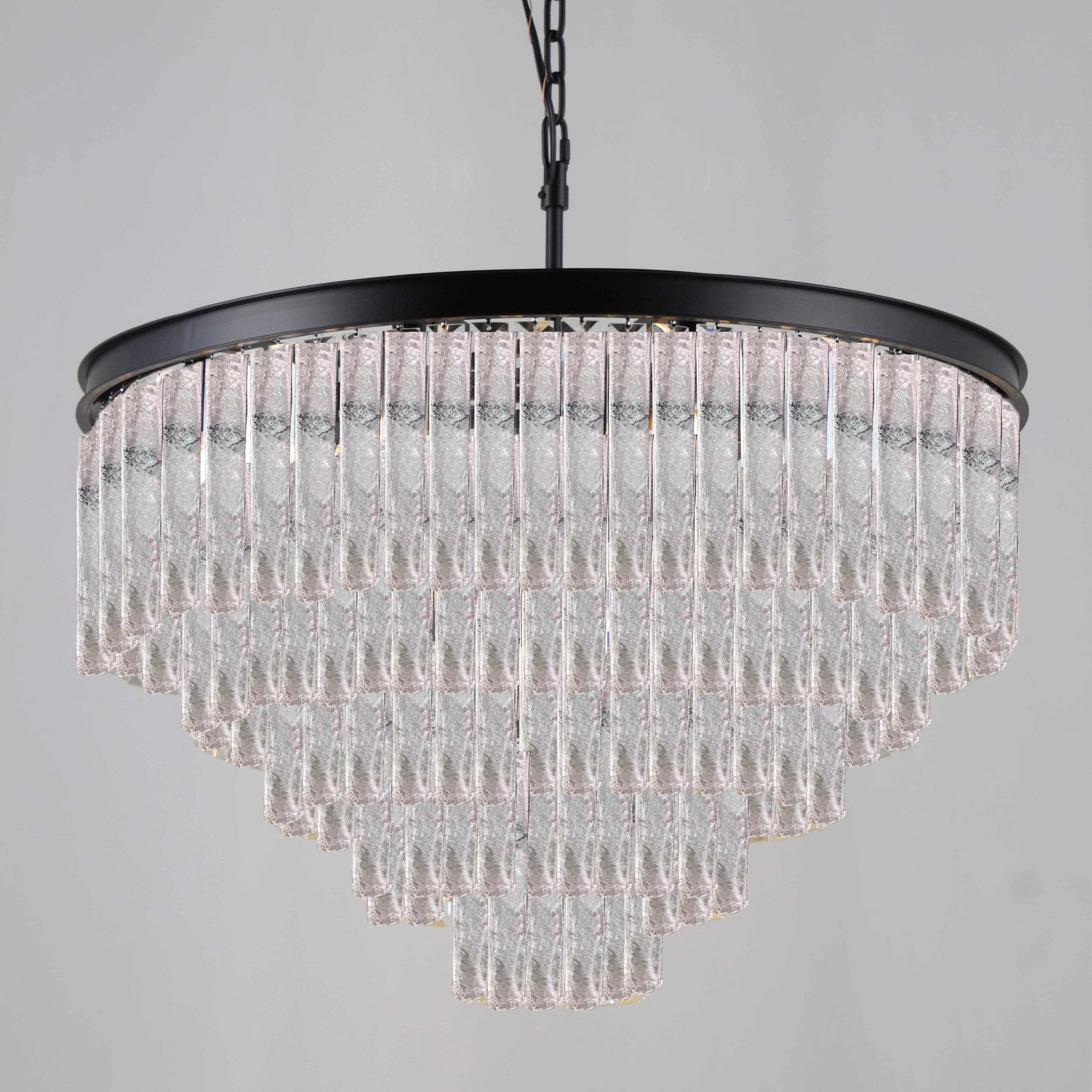 Seline Cracked Textured Glass Round Chandelier Collection - Italian Concept