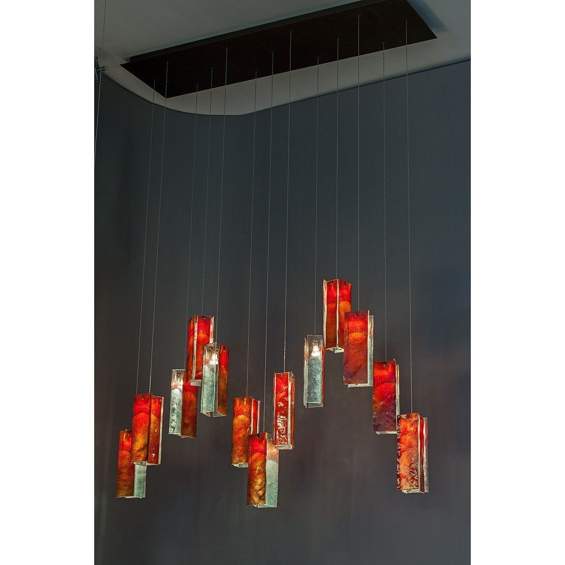 Rain Round Cluster Glass tile Pendant Chandelier - Italian Concept - 