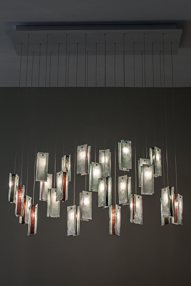 Rain Square Cluster Glass tile Pendant Chandelier - Italian Concept - 