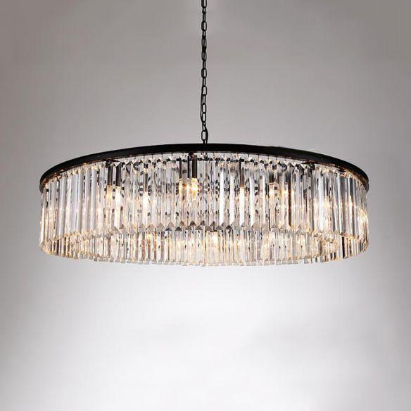 Odeon 1-Tier Round Fringe Crystal Prism Chandelier - Italian Concept - 