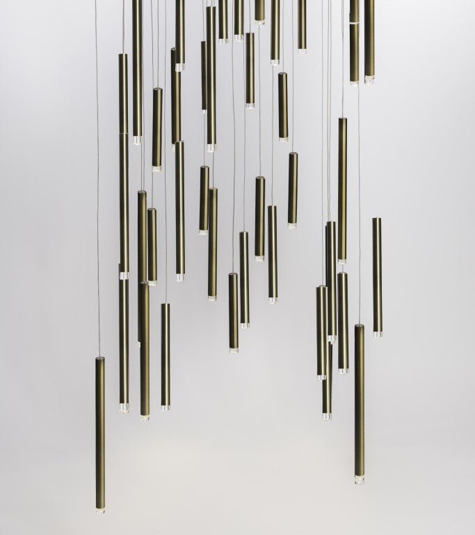 Bellini Square Tri-Tone Tubular Pendant Light Chandelier - Italian Concept - 
