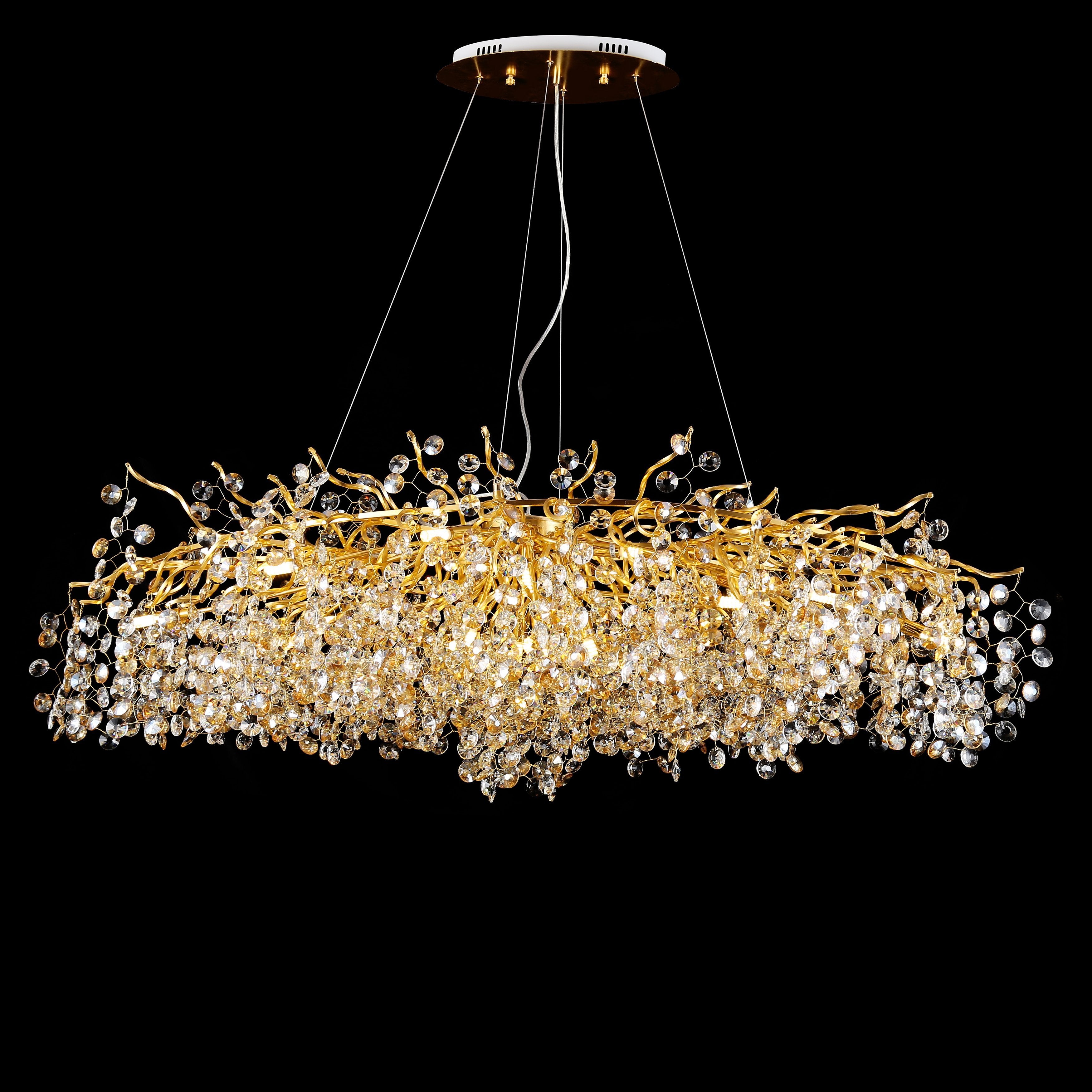 Crystal Quatre Oval Branching Penny Chandelier - Italian Concept - 