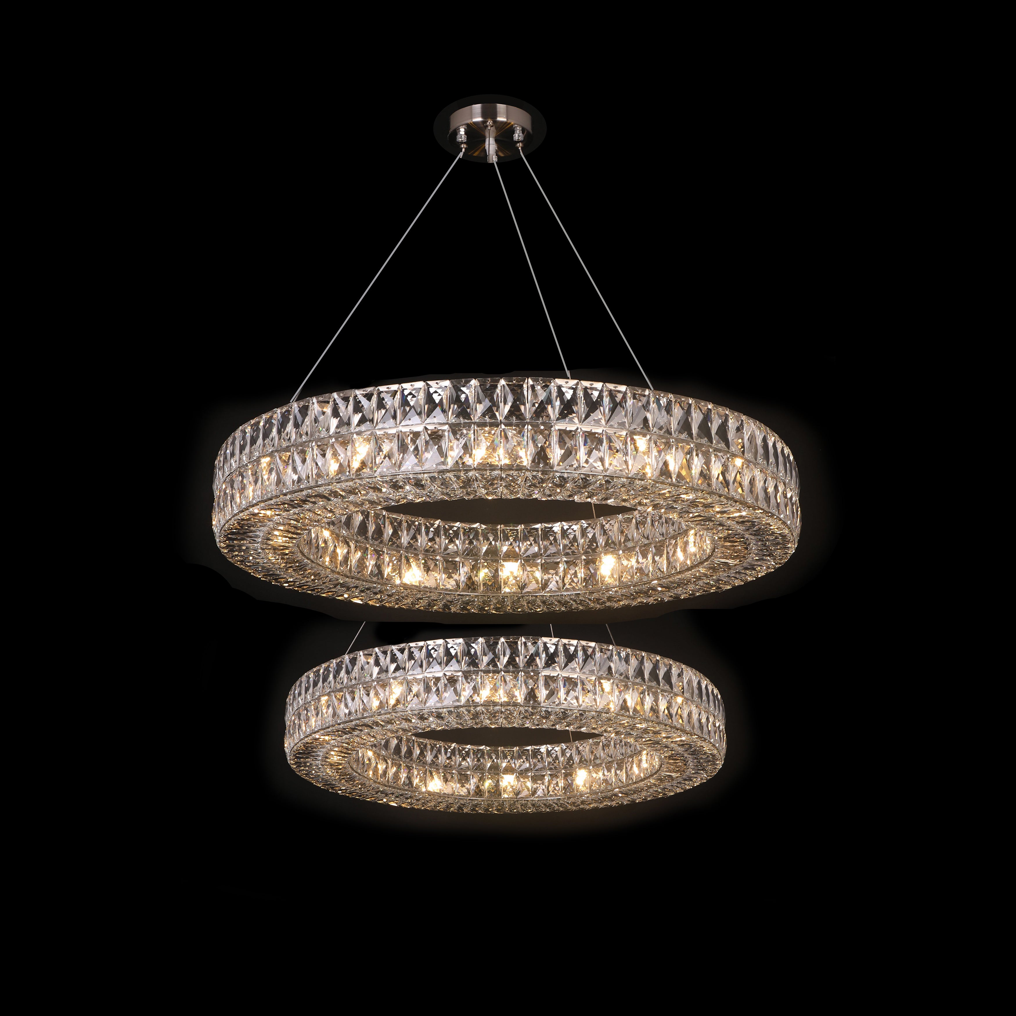 Mia Round Crystal Multi-Ring Chandelier - Italian Concept - Size