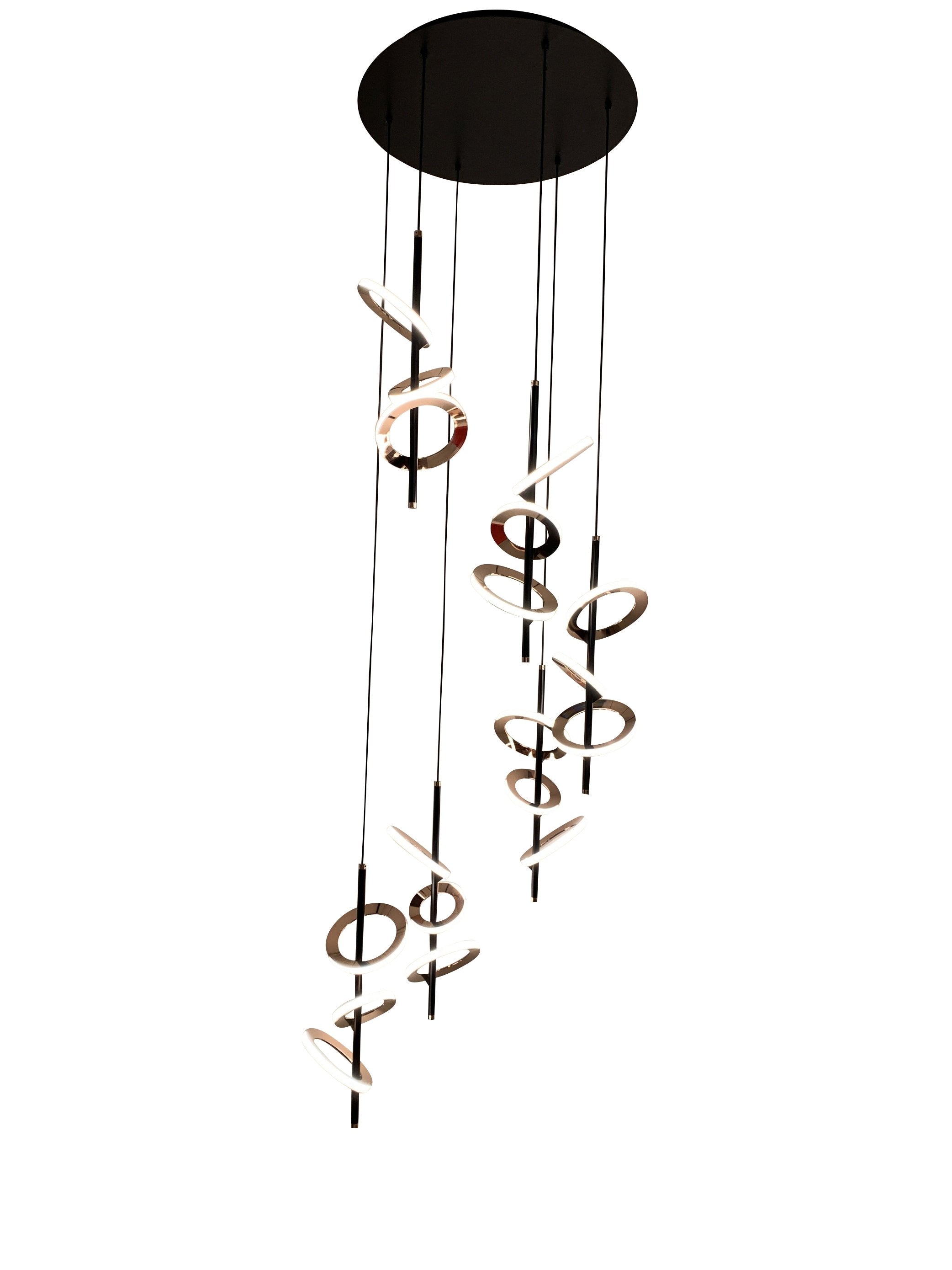 Abear Cluster LED Rings Pendant Chandelier - Italian Concept - Size