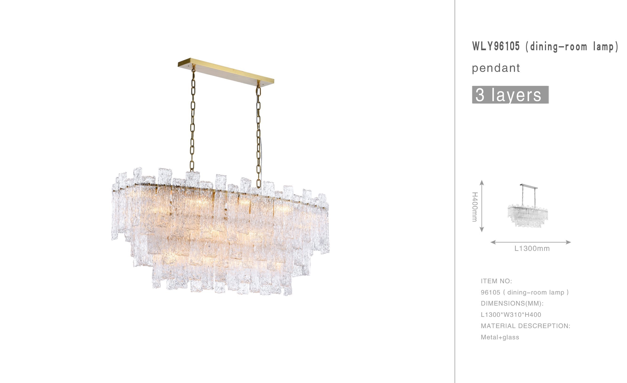 Giovanni Layered Rectangle Glass Chandelier - Italian Concept