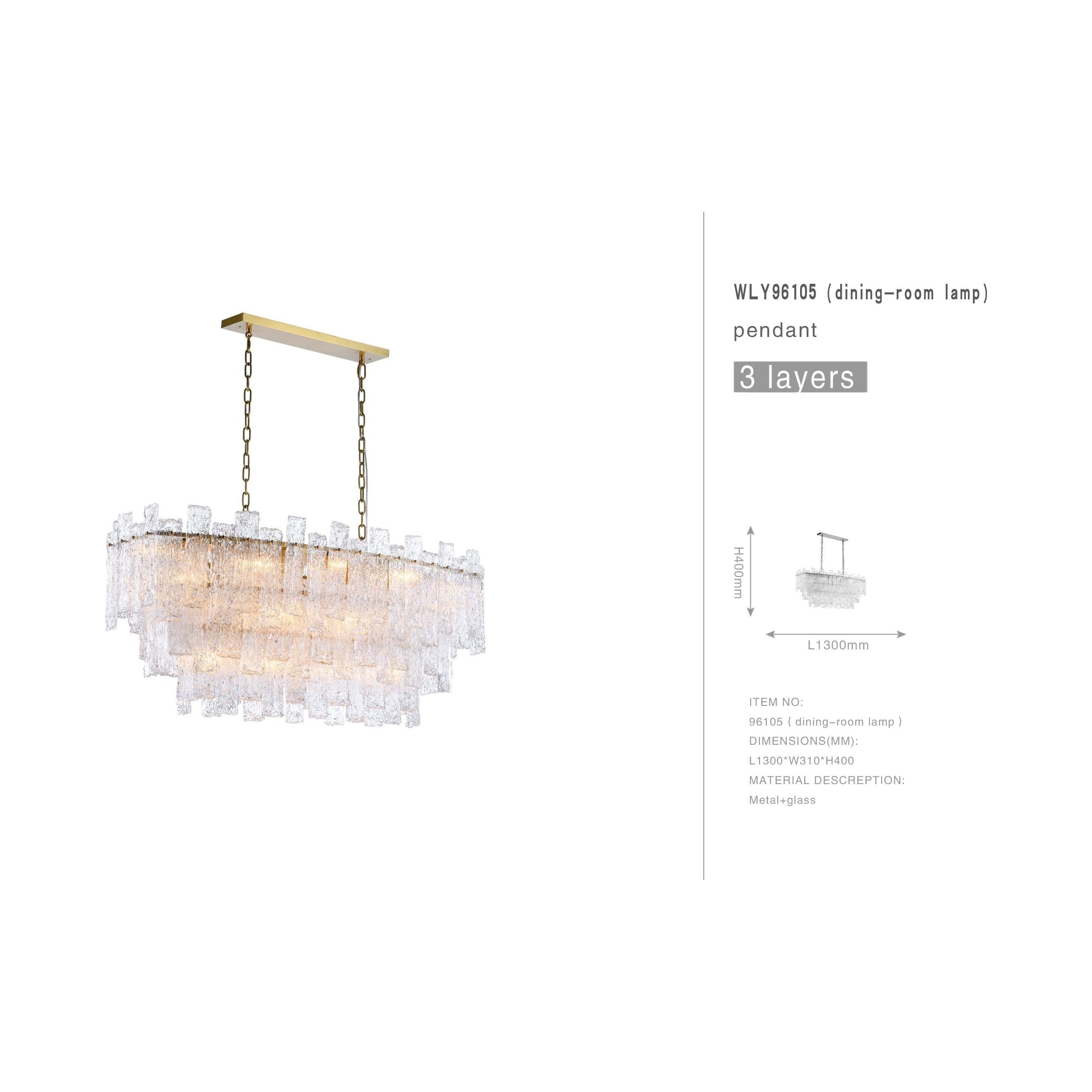 Giovanni Layered Rectangle Glass Chandelier - Italian Concept