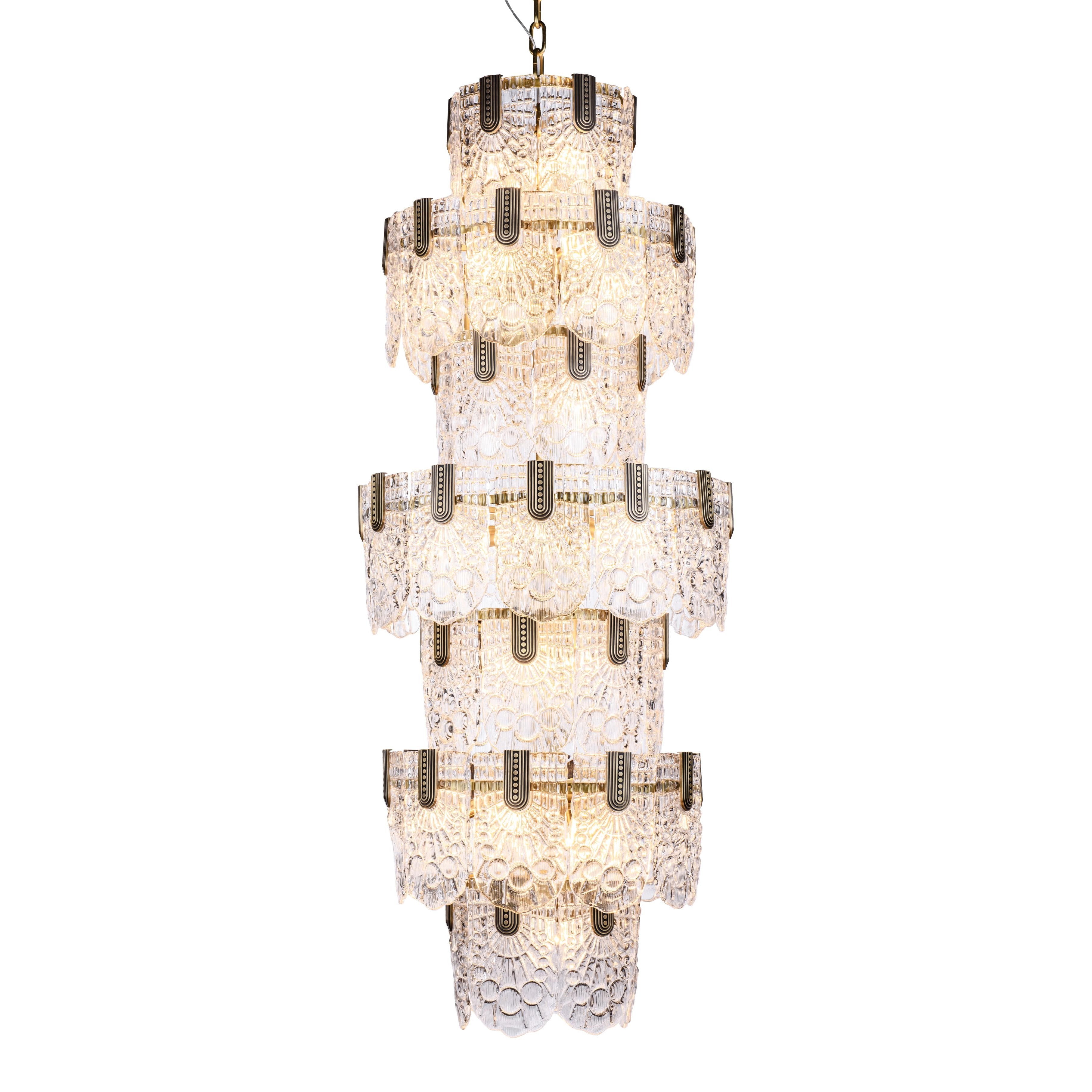 Jacques 29"W Brass Crystal Round Chandelier - Italian Concept - 