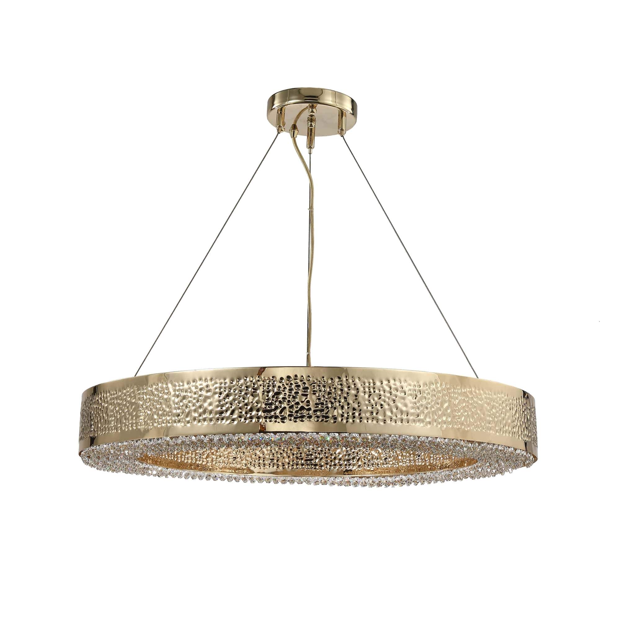Ambrosi Round Brass Crystal Ring Chandelier - Italian Concept - 