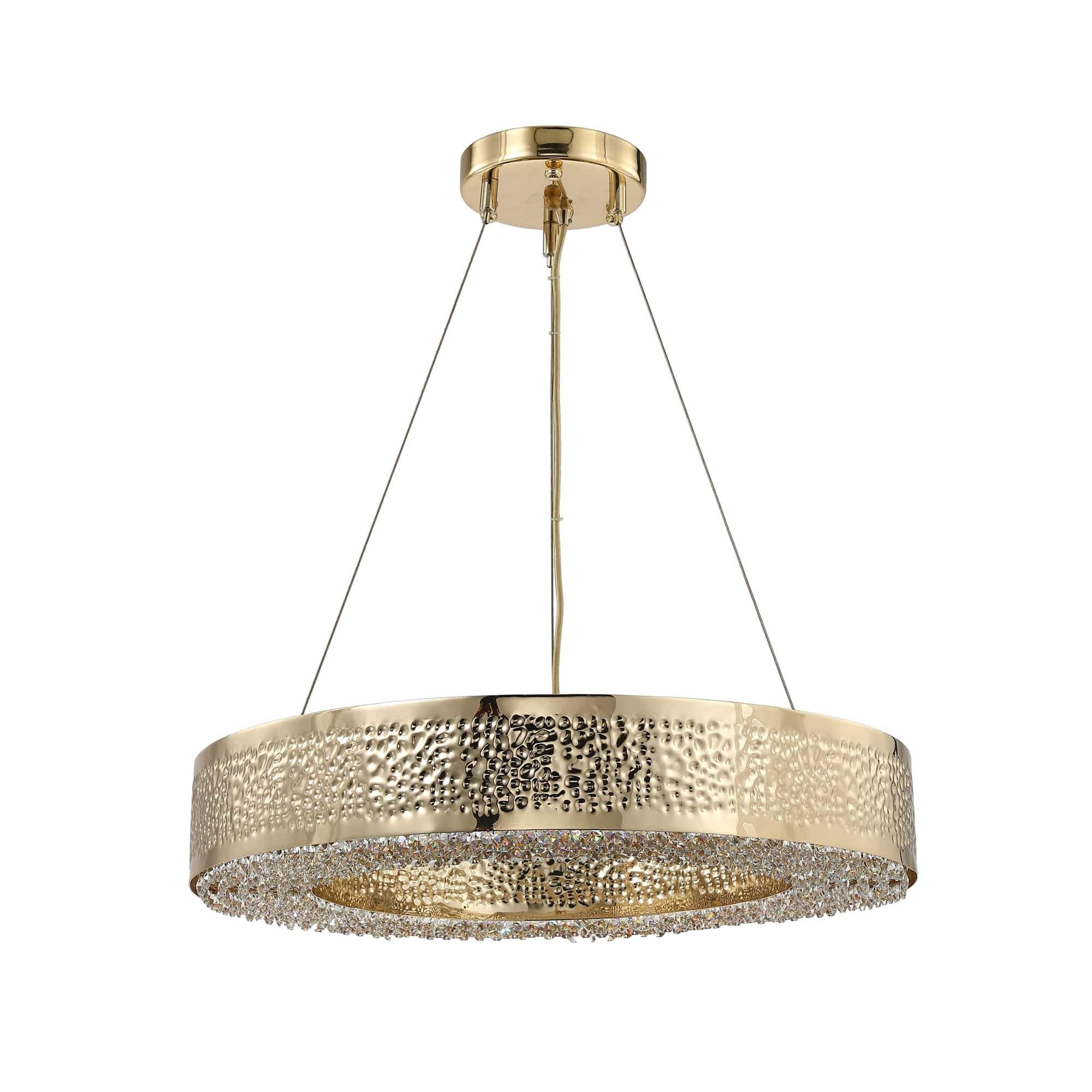 Ambrosi Round Brass Crystal Ring Chandelier - Italian Concept - 