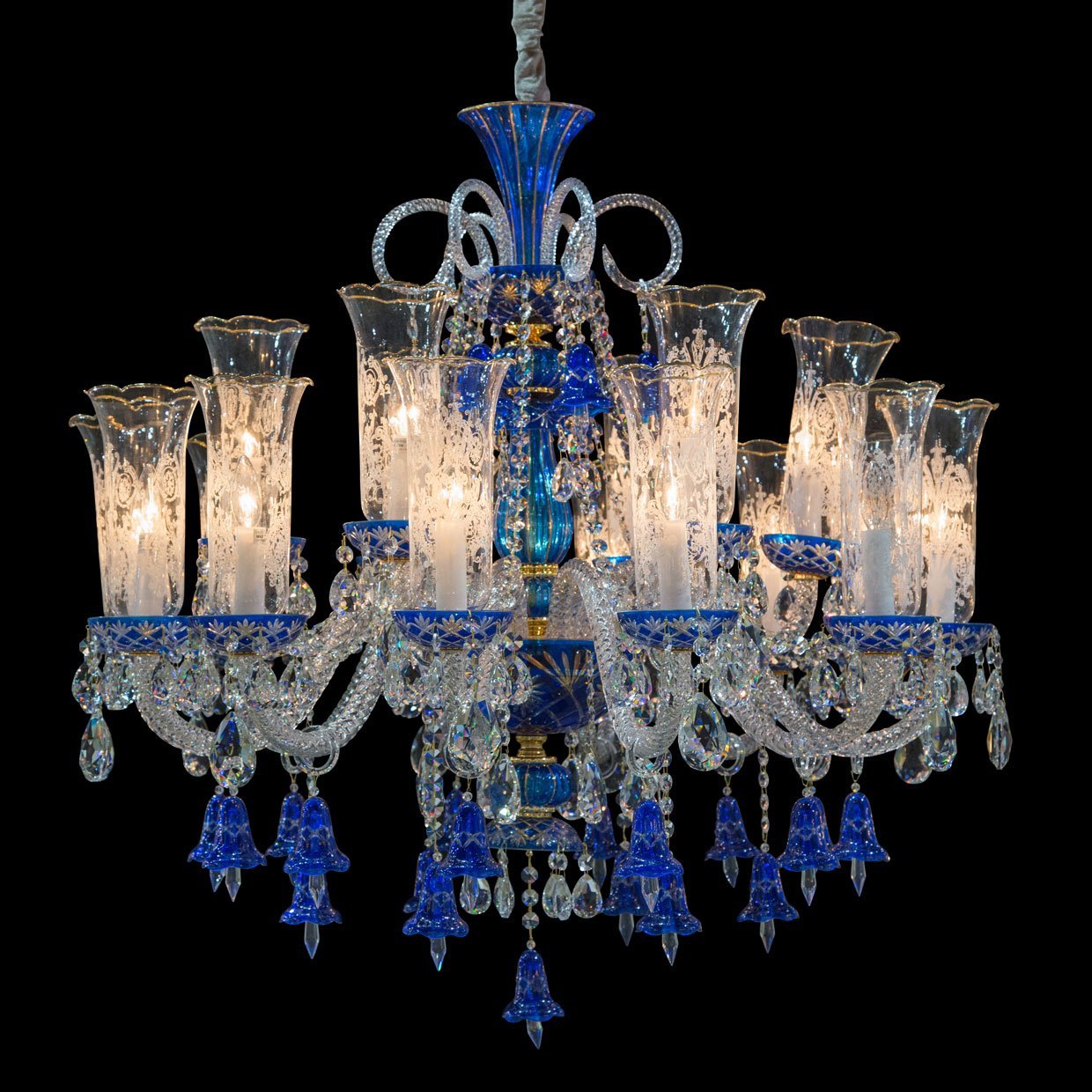 Marbella Garnier 18 Light Blue Crystal Chandelier - Italian Concept
