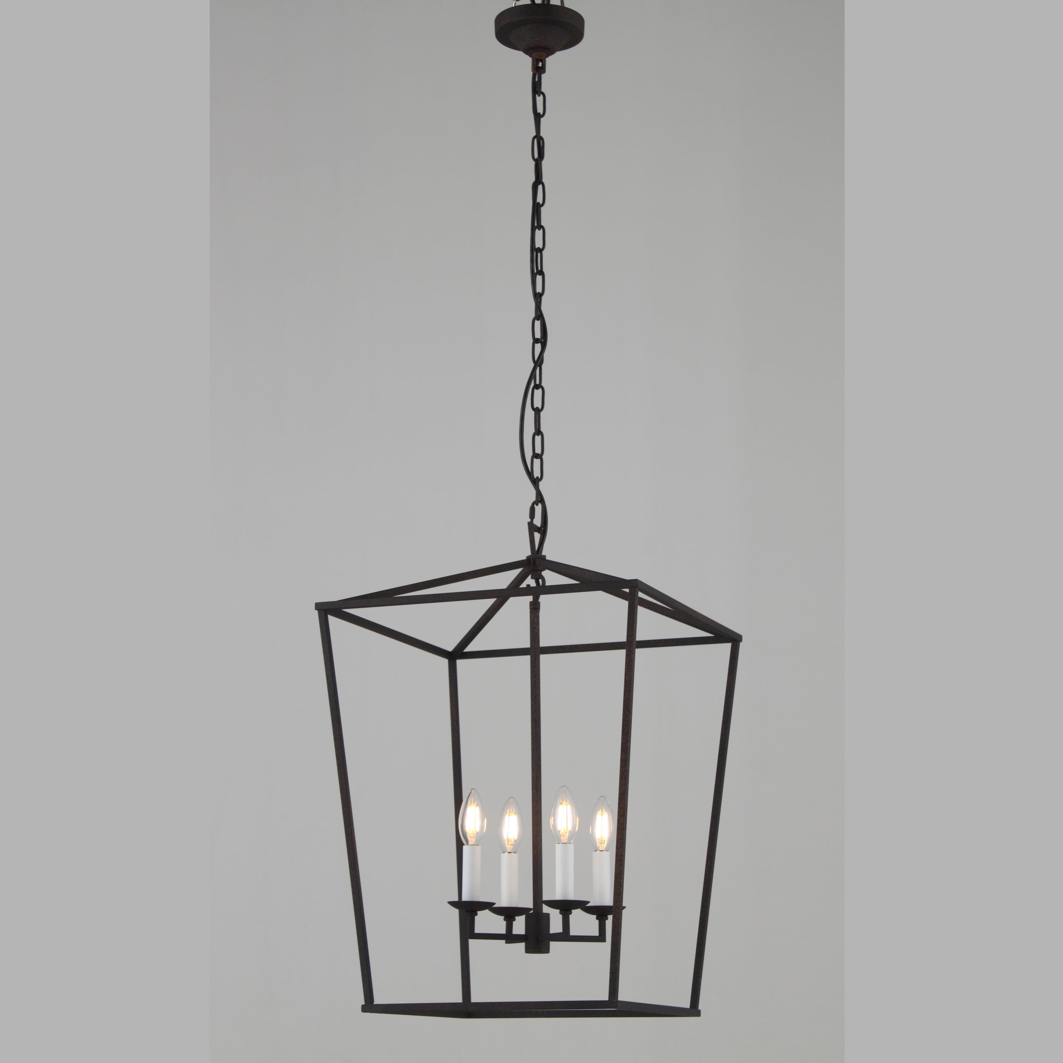 Chris Graff  4 - Light 17"W Lantern Geometric Chandelier - Italian Concept - 