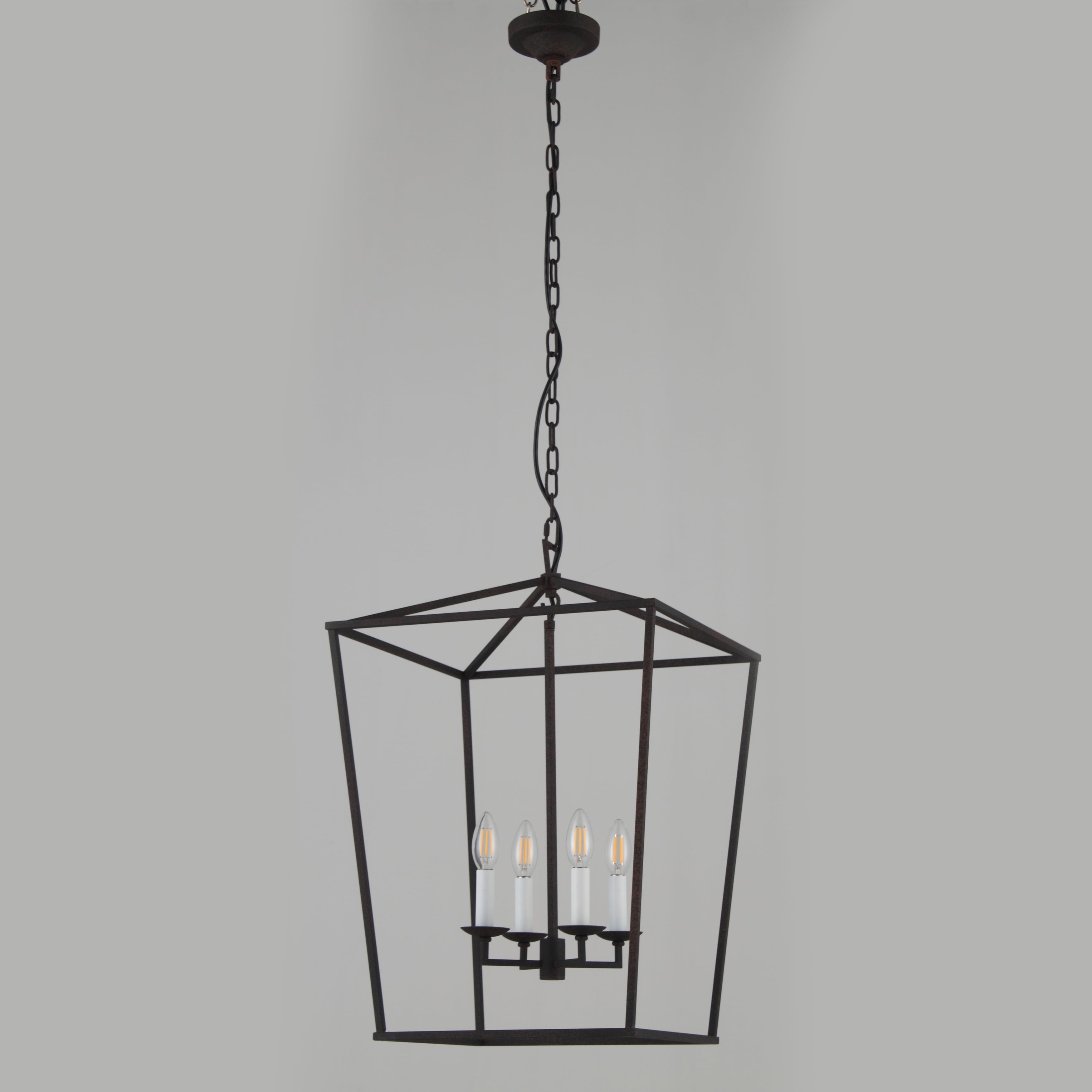 Chris Graff  4 - Light 17"W Lantern Geometric Chandelier - Italian Concept - 