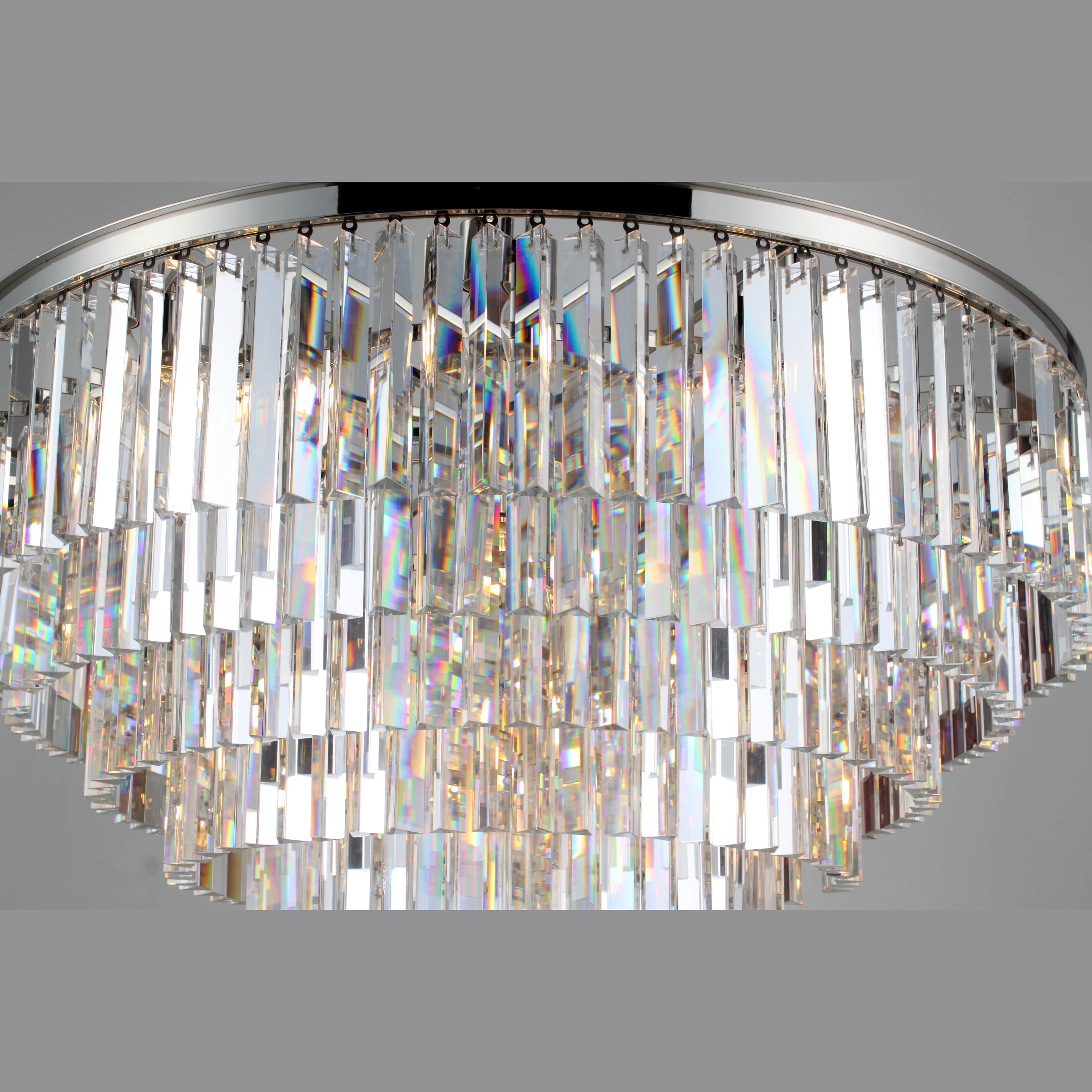 Flushmount Apex Odeon Tiered Round Crystal Fringe Chandelier Collection - Italian Concept - 
