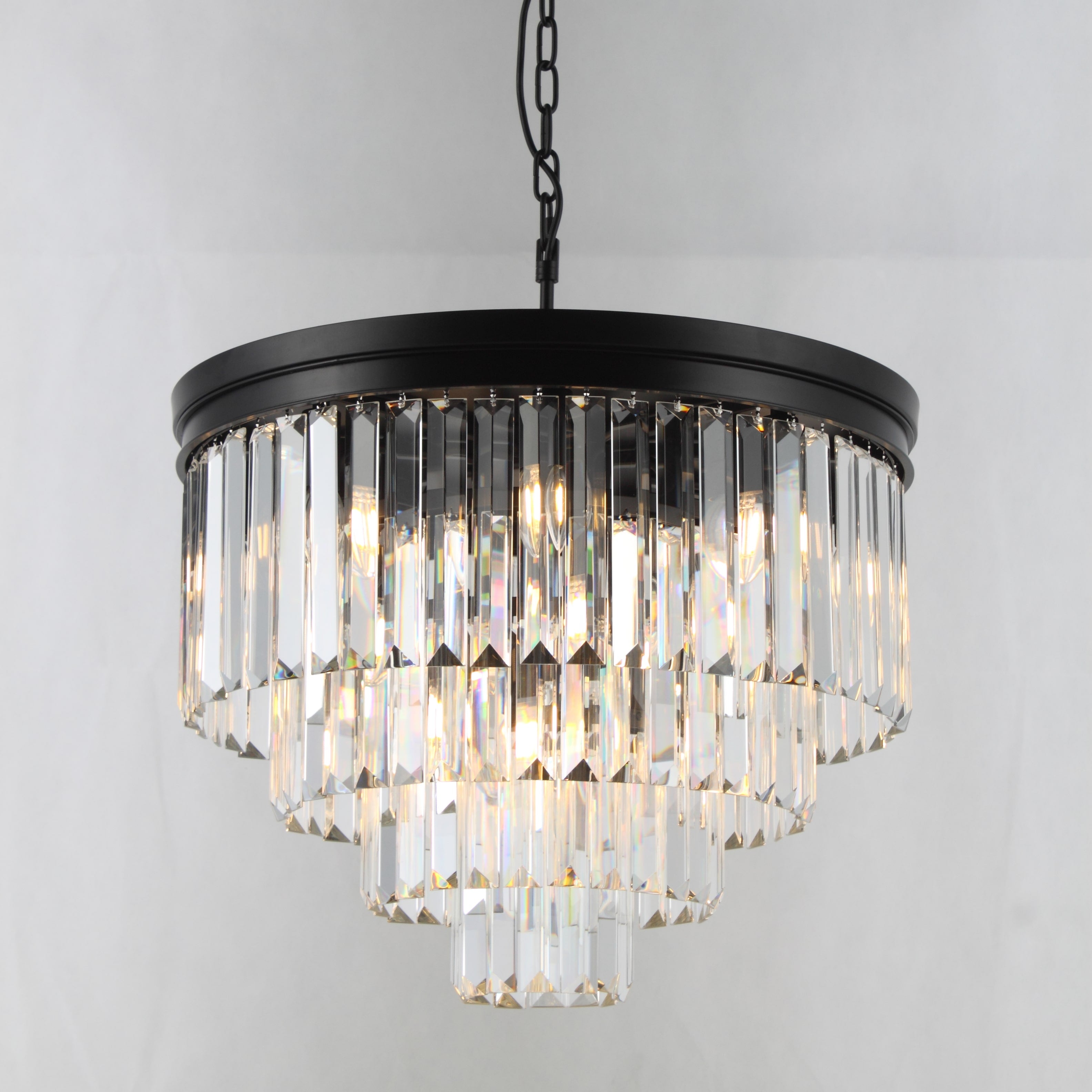 Dual Option Flush-mount / Hanging 4-Tier Apex Odeon Crystal Fringe Chandelier - Italian Concept