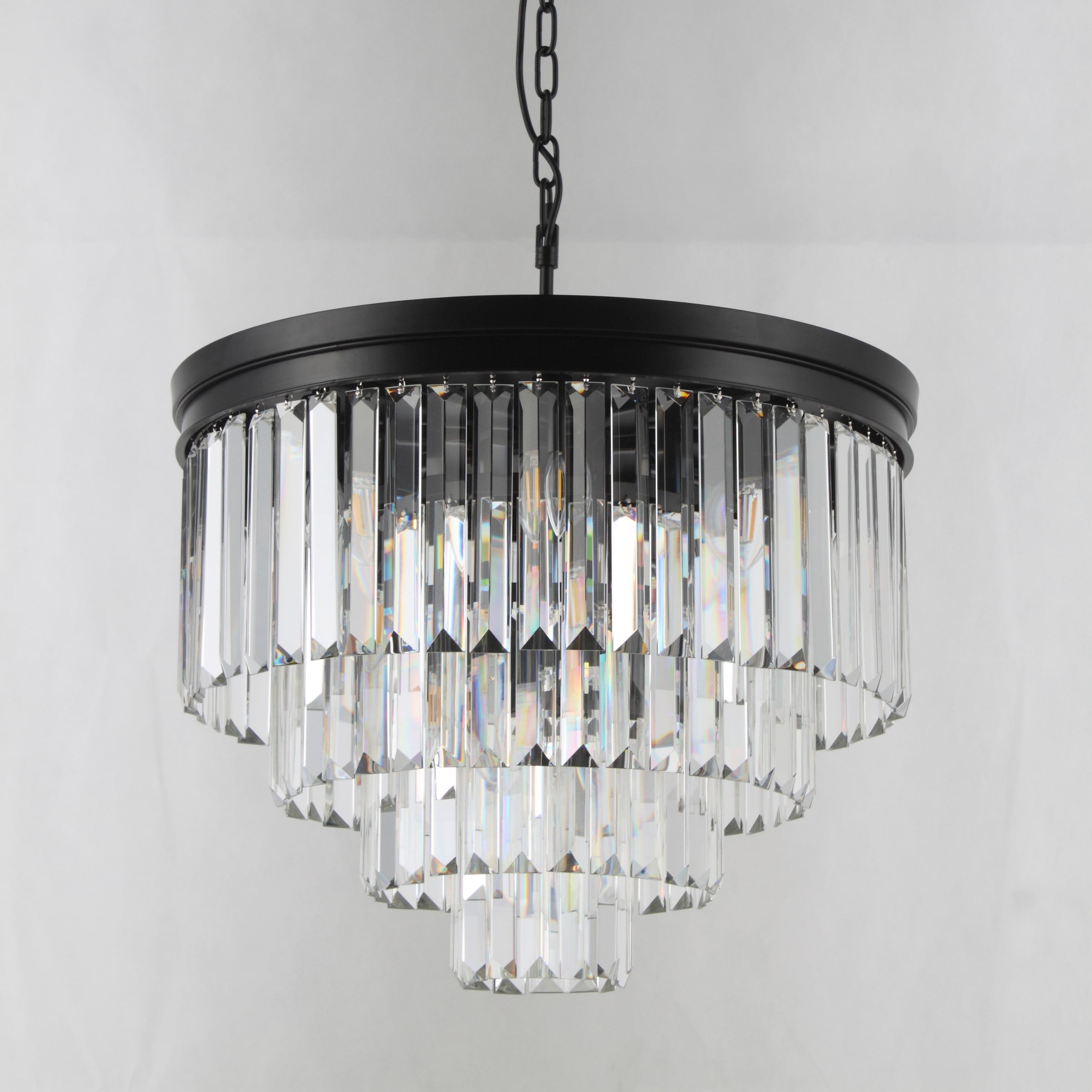 Dual Option Flush-mount / Hanging 4-Tier Apex Odeon Crystal Fringe Chandelier - Italian Concept