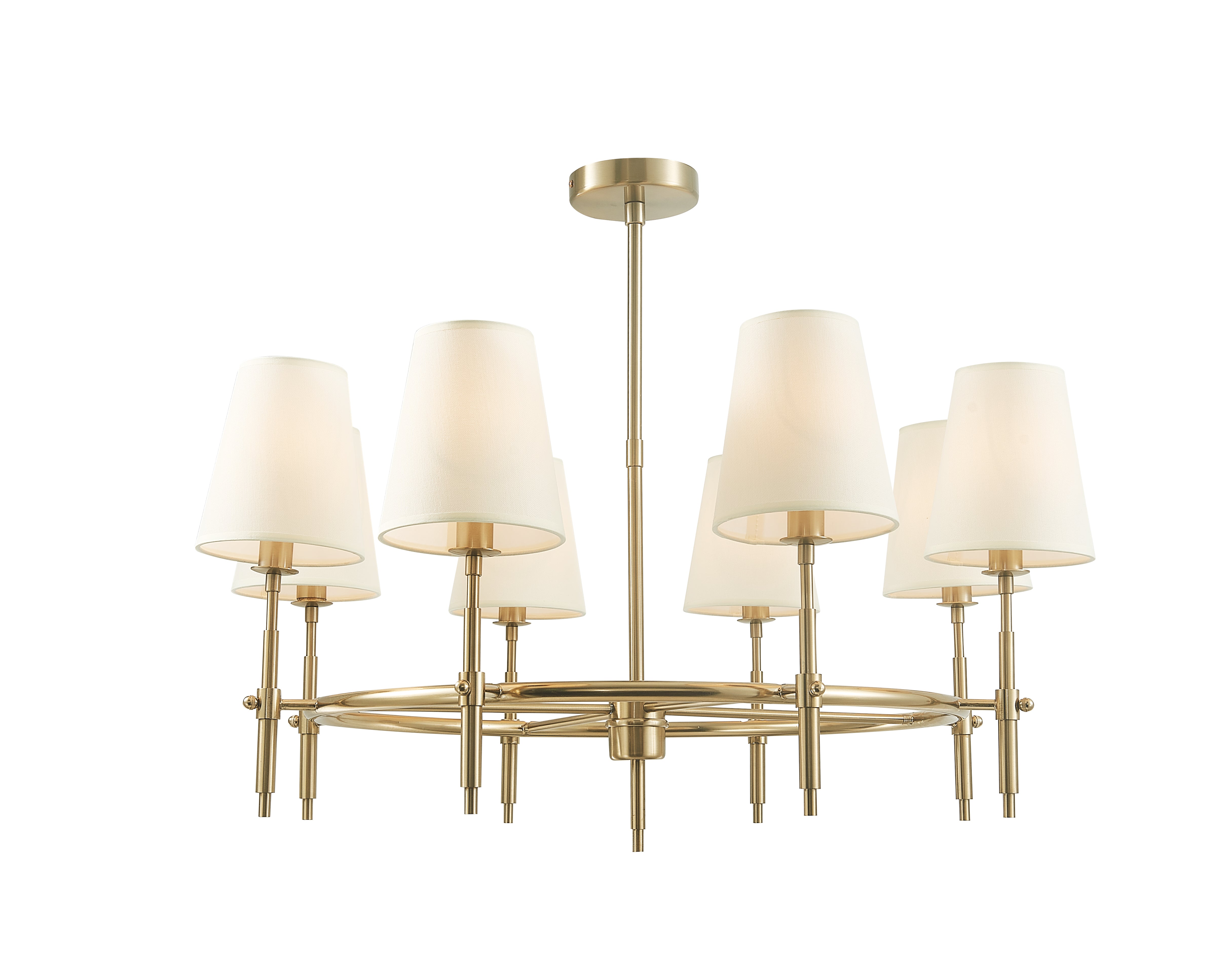 Round wheel linen shade chandelier - Italian Concept