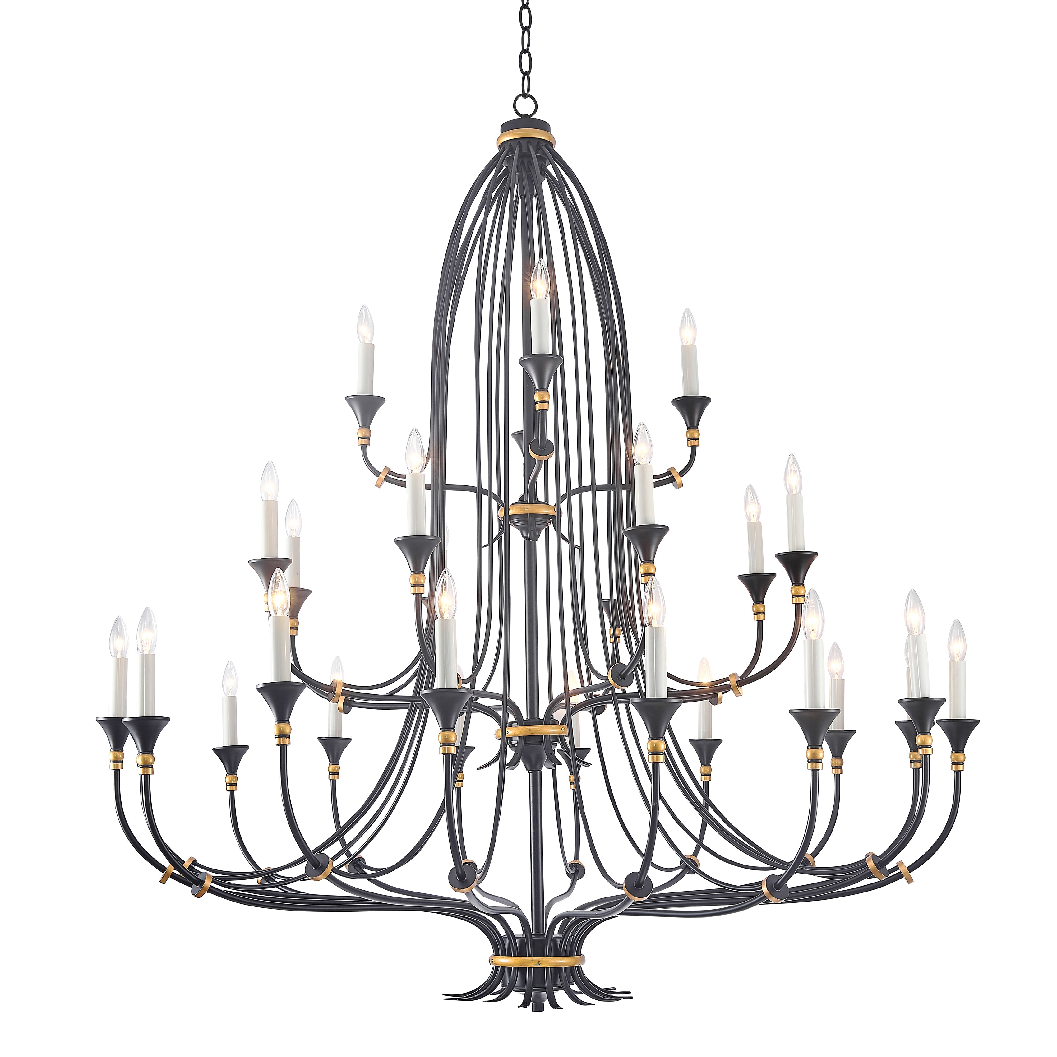 Large Foyer Cage French Country Candelabra Chandelier - Italian Concept - 