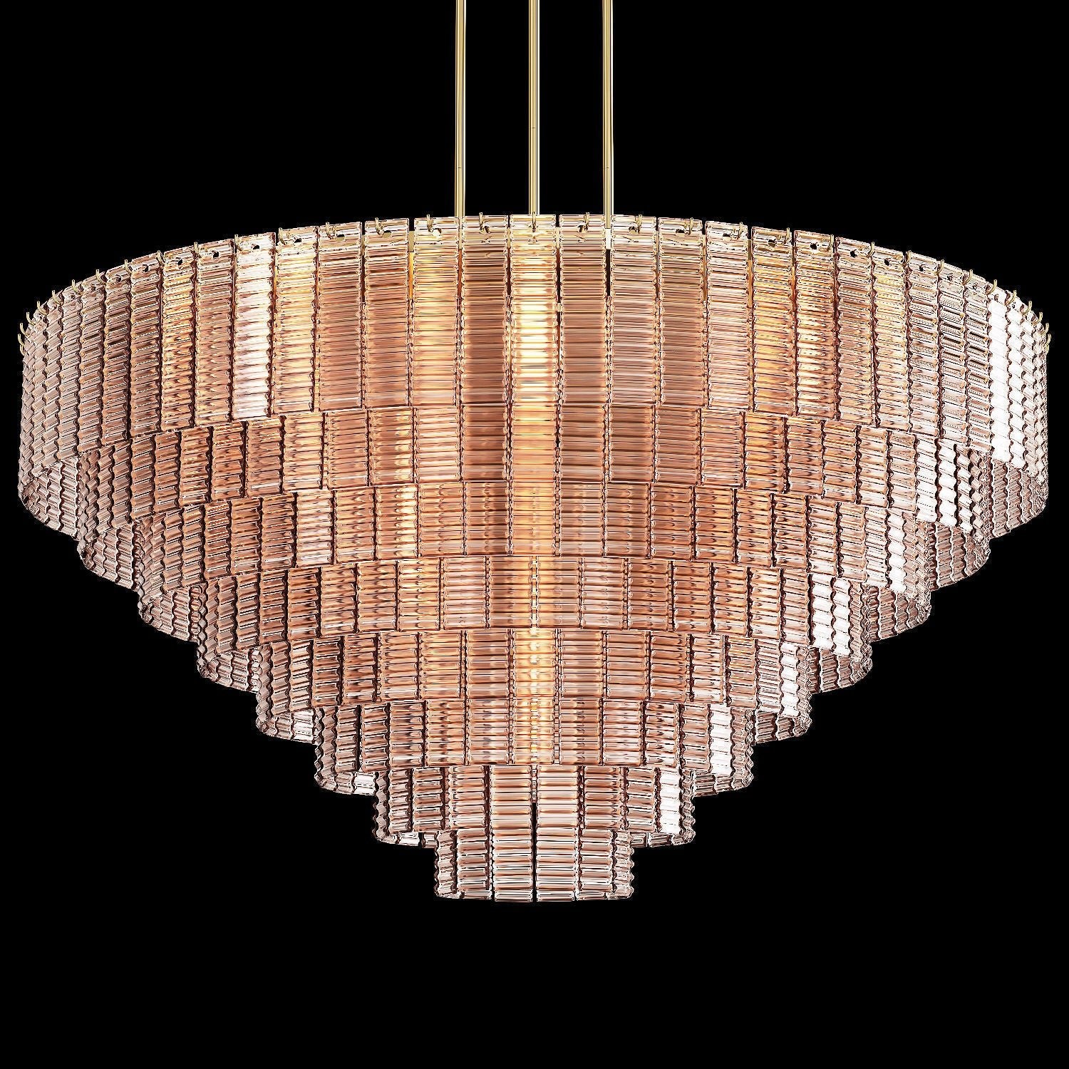 Cuirass Round Ribbed Glass Tile Chandelier Collection - Italian Concept