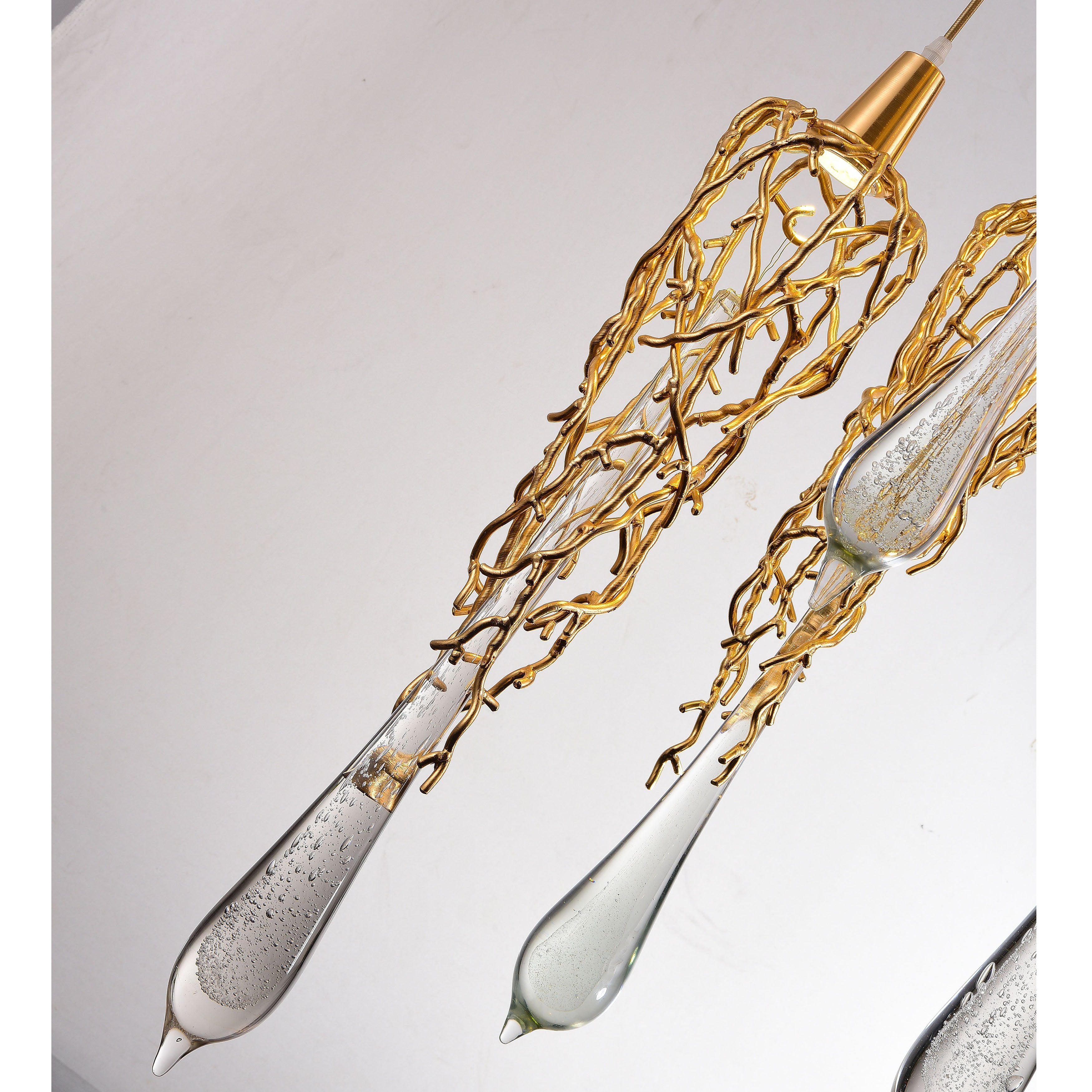 Organic Single Branching Brass Teardrop Pendant - Italian Concept