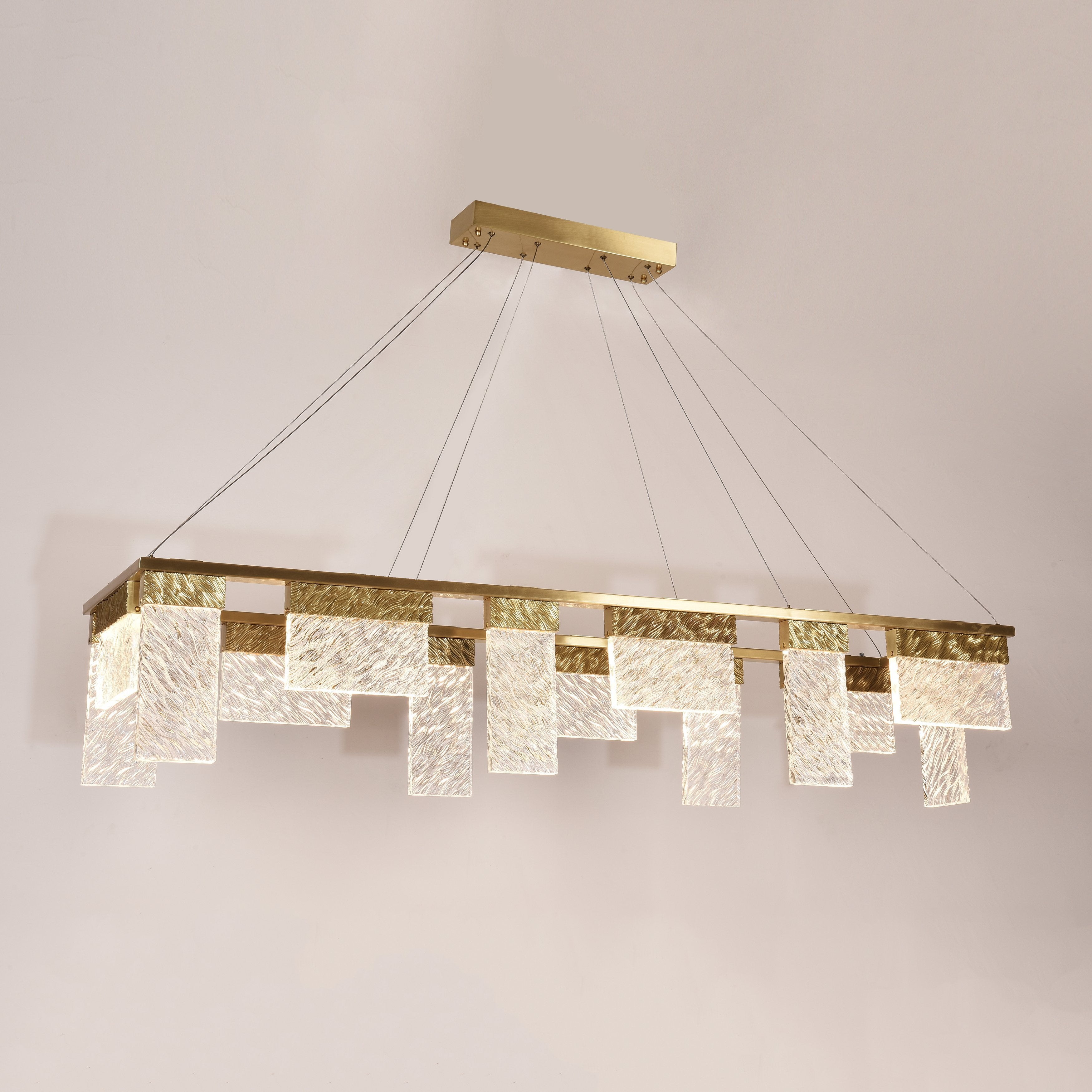 Aimee LED Rectangle Glass Chandelier - Italian Concept - 