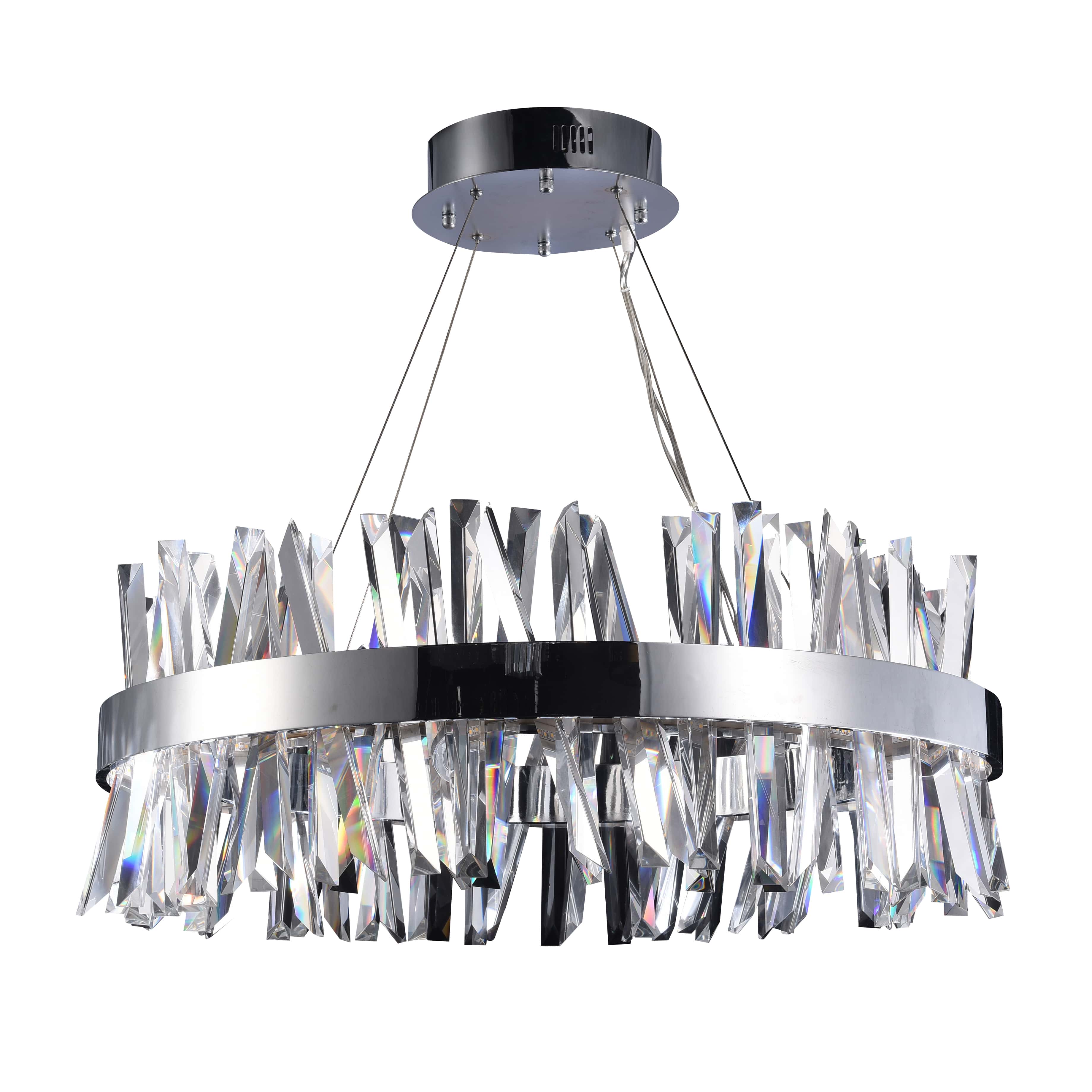 40" Glacius Polished Chrome LED Crystal Pendant Light - Italian Concept - 