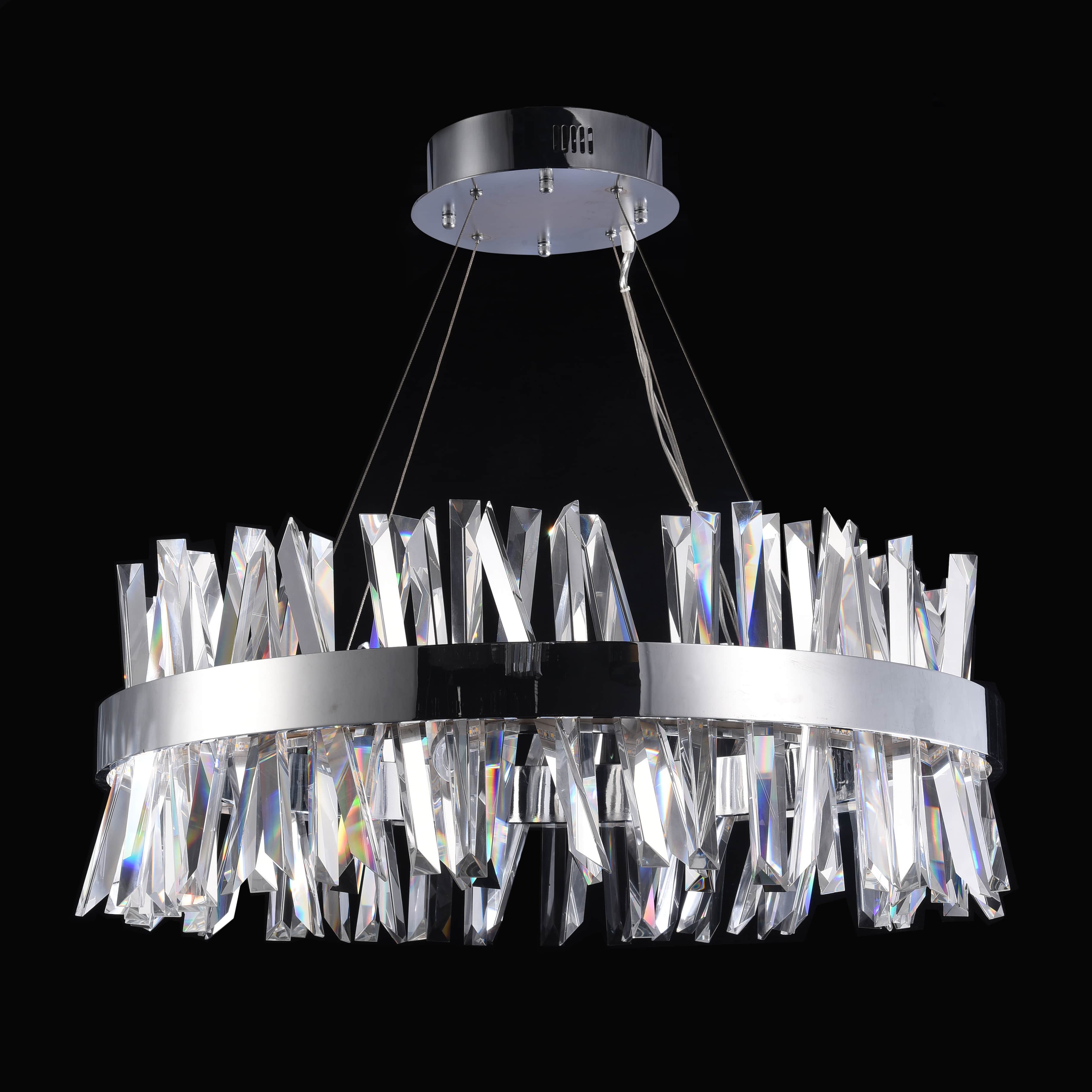 40" Glacius Polished Chrome LED Crystal Pendant Light - Italian Concept - 