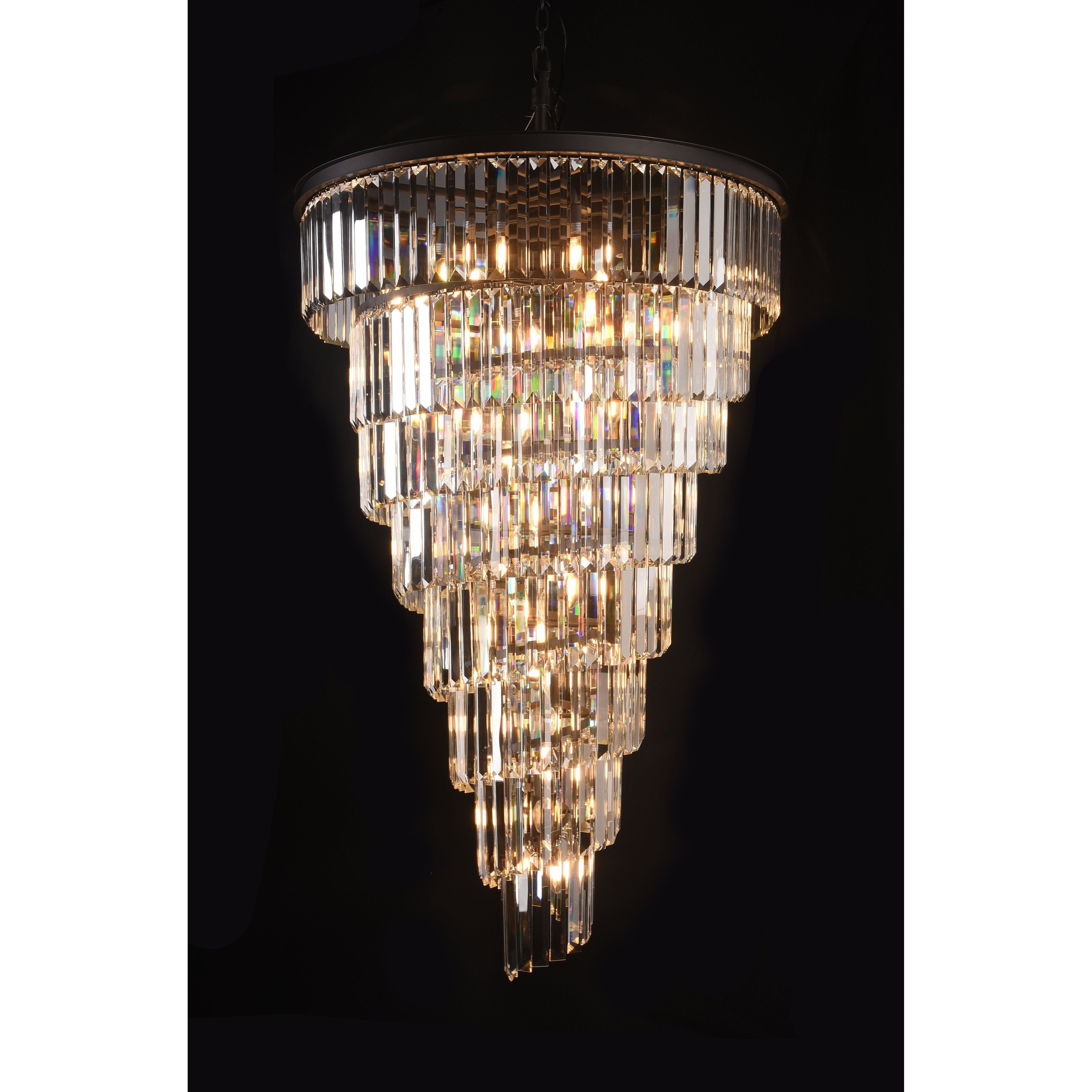 Veccini Spiral Tiered/ Layered Crystal Fringe Chandelier 36" - Italian Concept