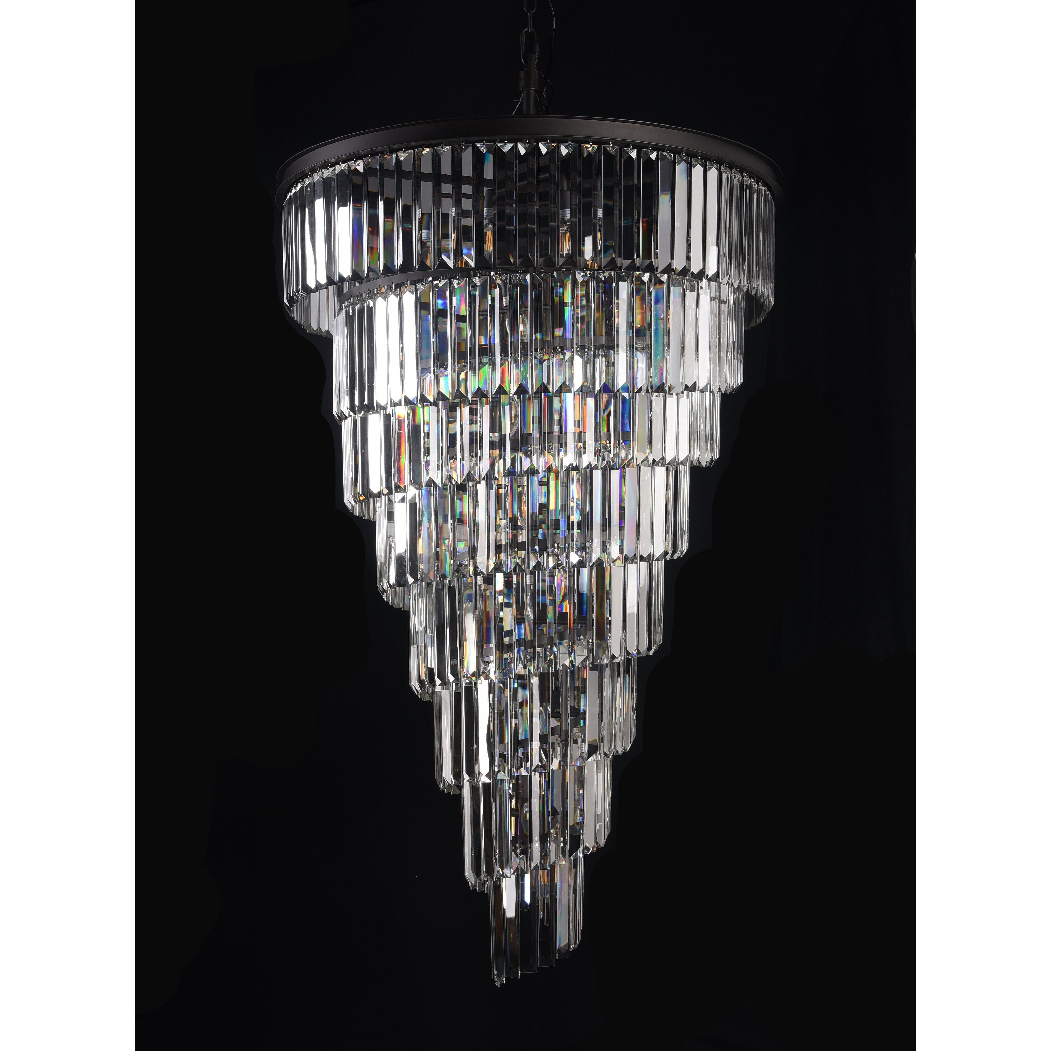 Veccini Spiral Tiered/ Layered Crystal Fringe Chandelier 36" - Italian Concept