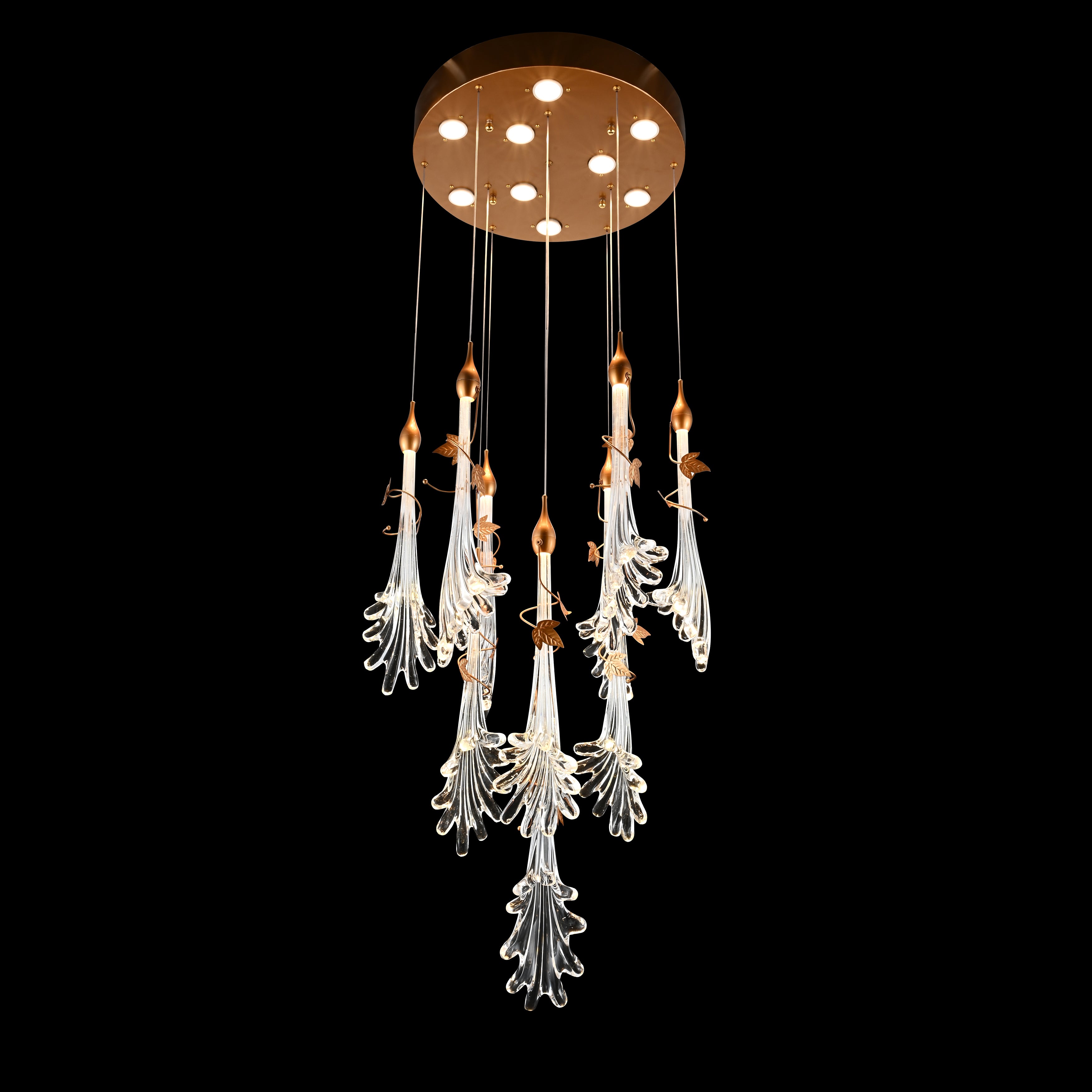 Wave Cluster Flower Glass Pendant Chandelier - Italian Concept - 