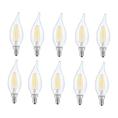 chandelier grow light bulbs 10-Pack 4W LED E12 Candelabra Bulb, 2700K (Soft White) / Amber Glass Amber Glass