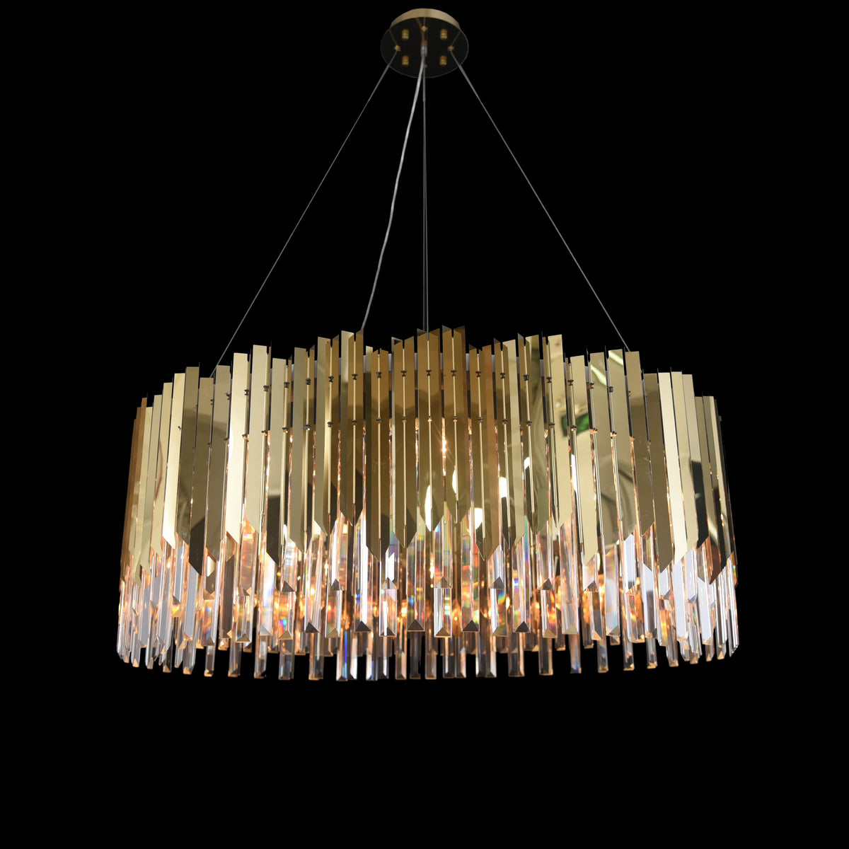 Arrows Steel Crystal Chandelier Round