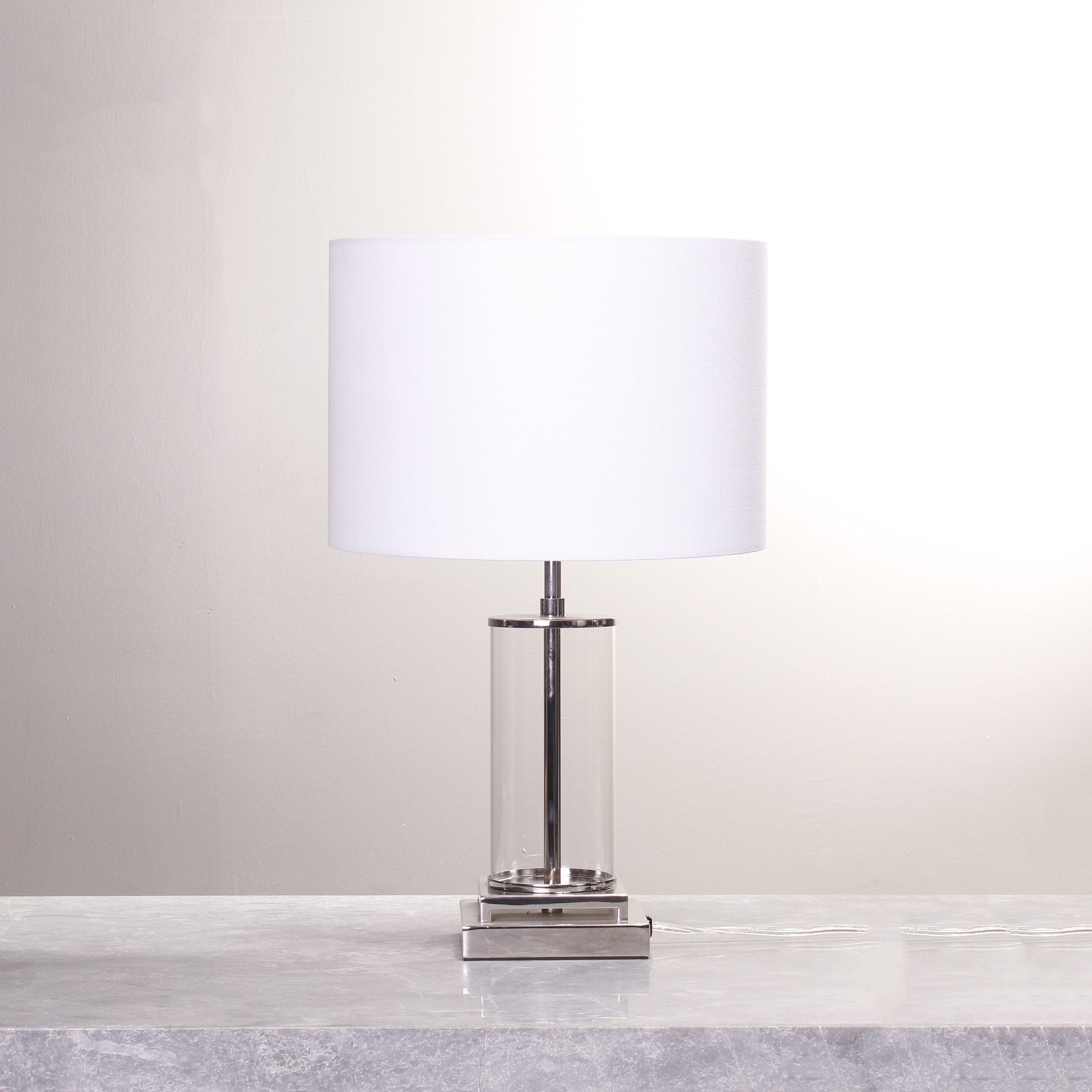 French Drum Glass Column Table Lamp - Italian Concept