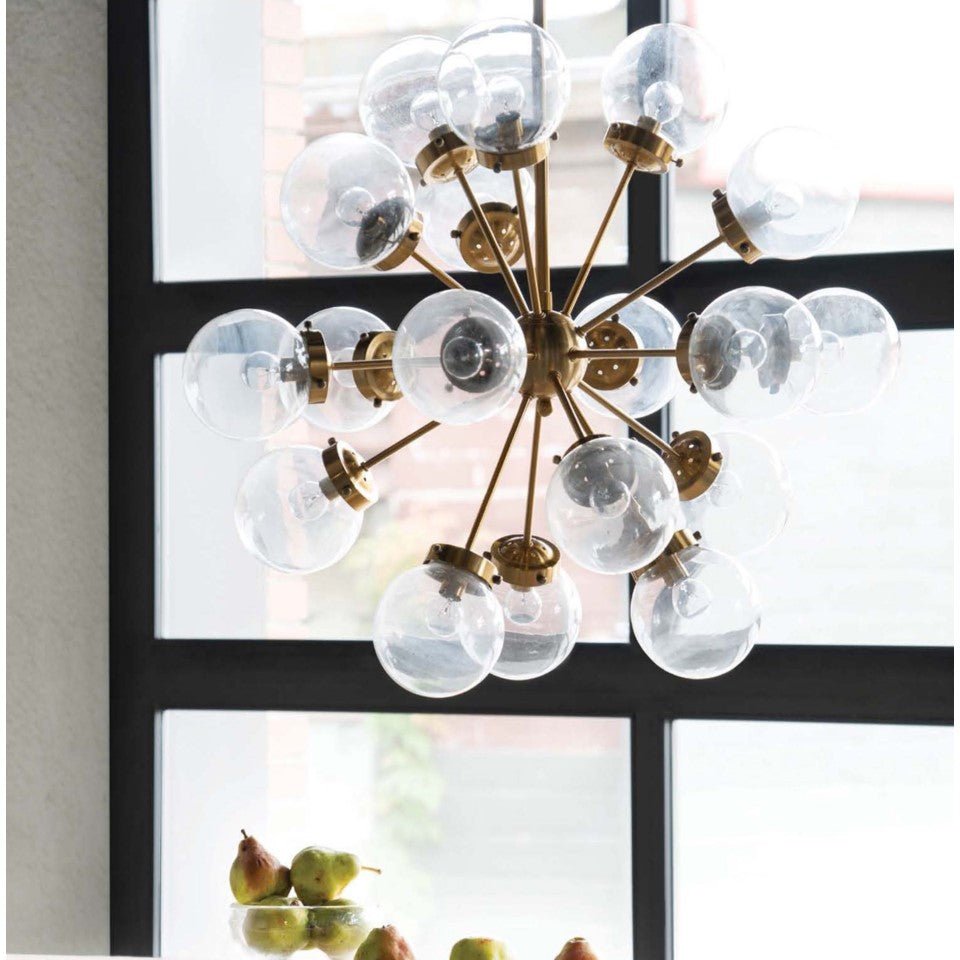 LANDON CHANDELIER | Clear Glass Globes with Brass Finished Metal - Italian Concept
