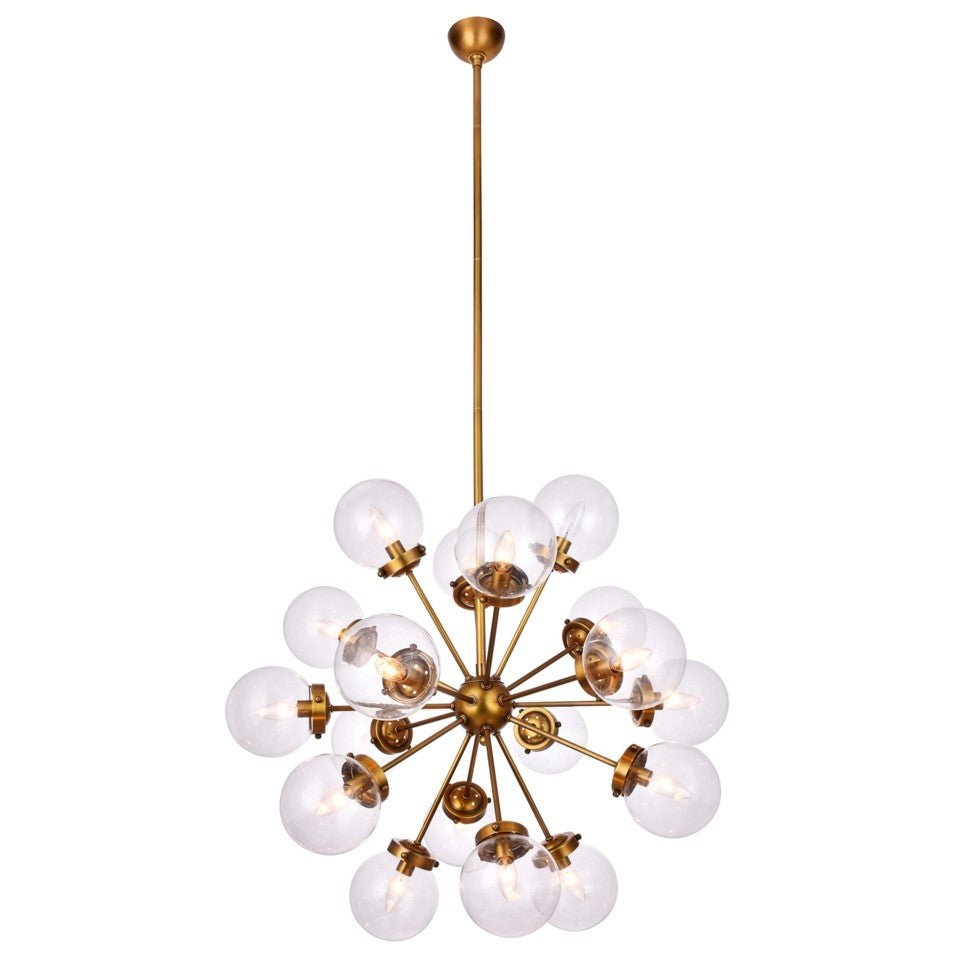 LANDON CHANDELIER | Clear Glass Globes with Brass Finished Metal - Italian Concept