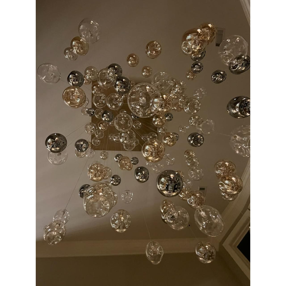 Zara Rectangle Rainfall / Waterfall Glass Globe / Bubble Chandelier - Italian Concept