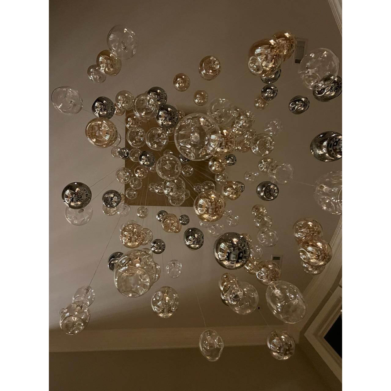 Zara Square Rainfall / Waterfall Glass Globe / Bubble Chandelier - Italian Concept