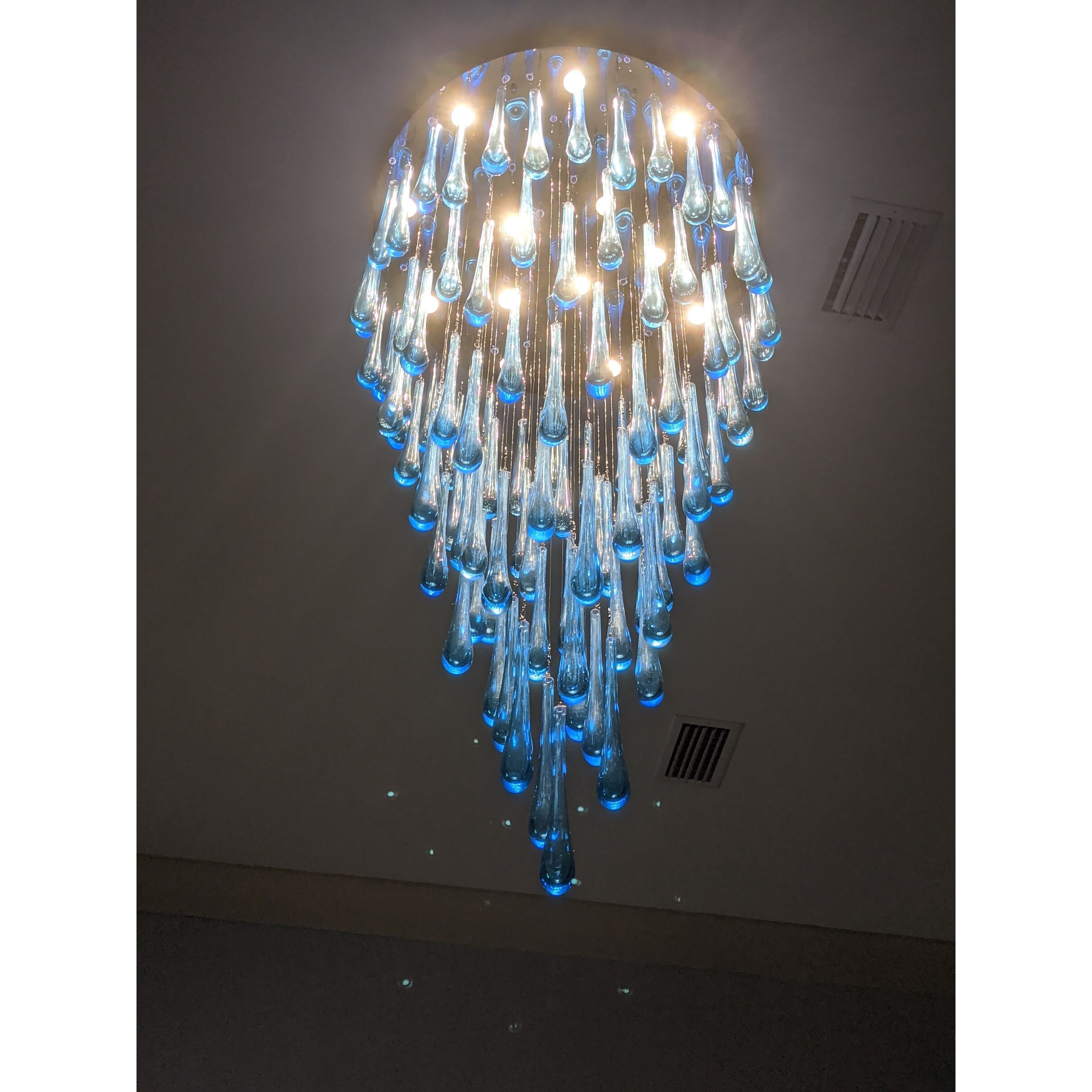 Blue Rainfall Murano Glass Chandelier - Italian Concept - Size