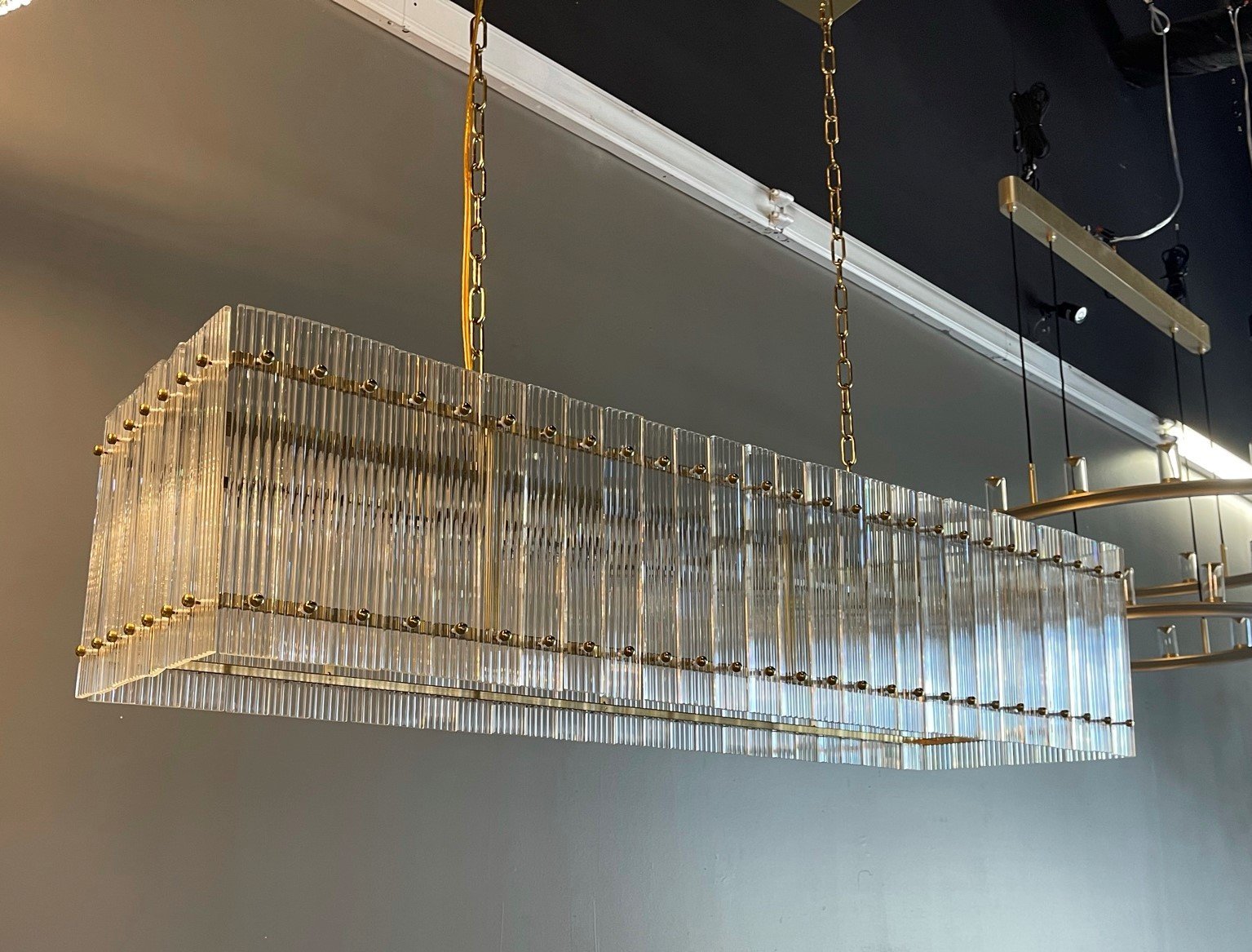 Carmel Rectangular Ribbed Glass Tile Chandelier - Italian Concept - 