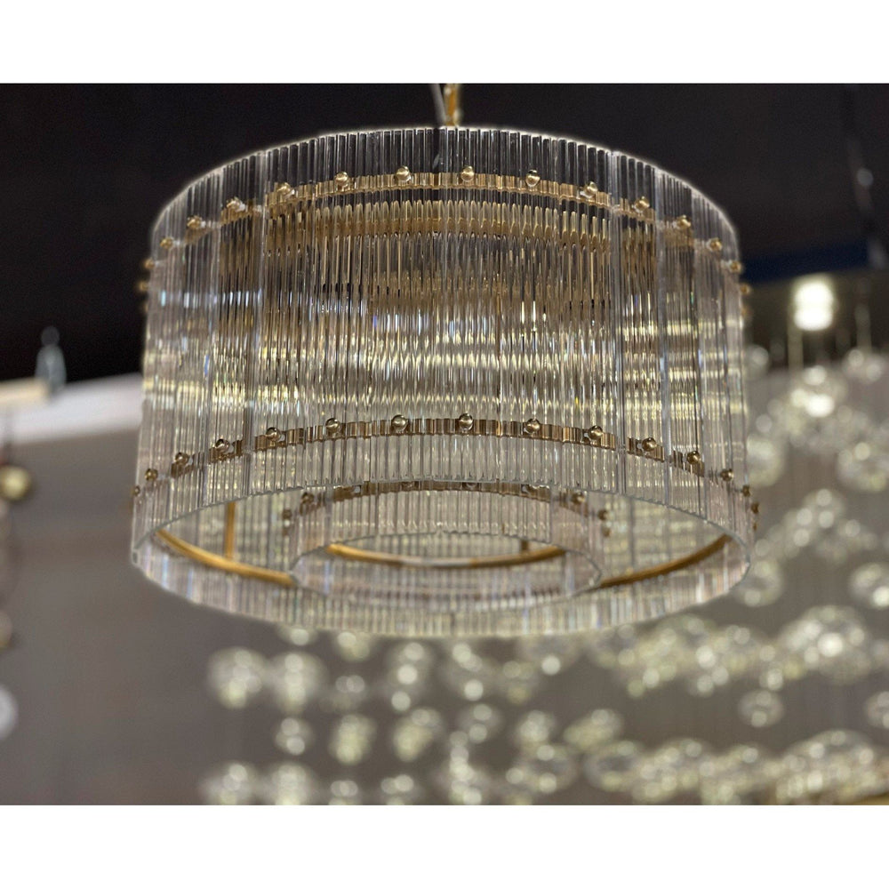 Round Ribbed Glass Carmel Round Ribbed Glass Tile Chandelier