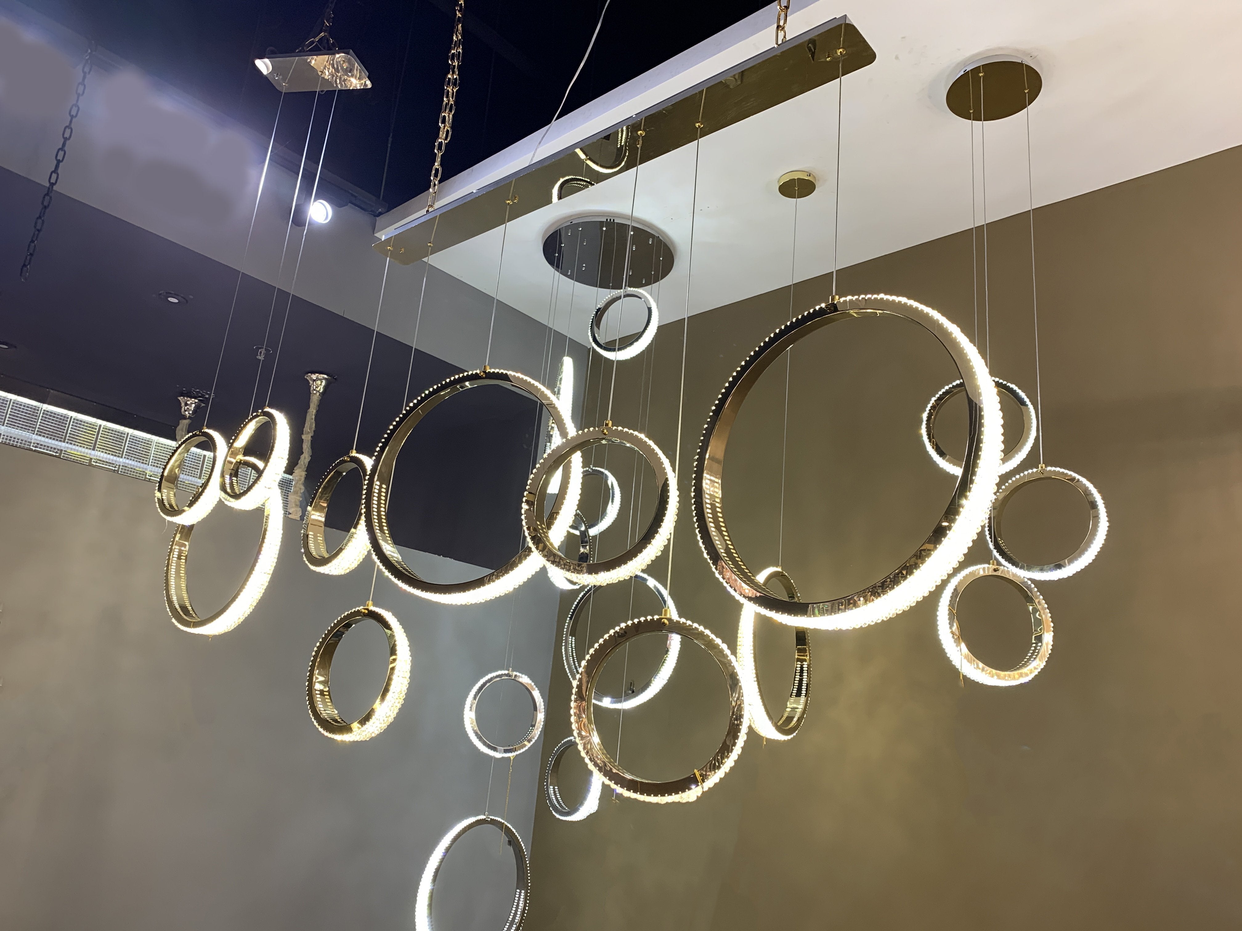 Anna Crystal Rings Foyer Pendant Chandelier - Italian Concept - 