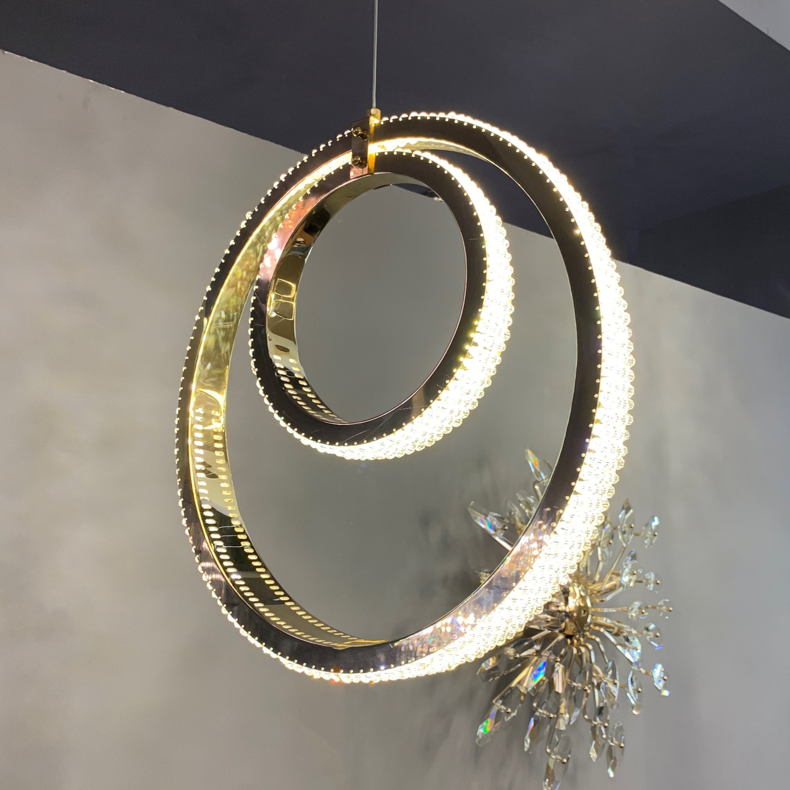 Anna Crystal Rings Foyer Pendant Chandelier - Italian Concept - 