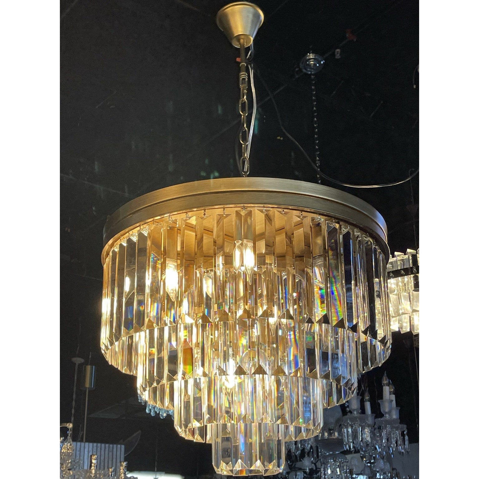 Dual Option Flush-mount / Hanging 4-Tier Apex Odeon Crystal Fringe Chandelier - Italian Concept