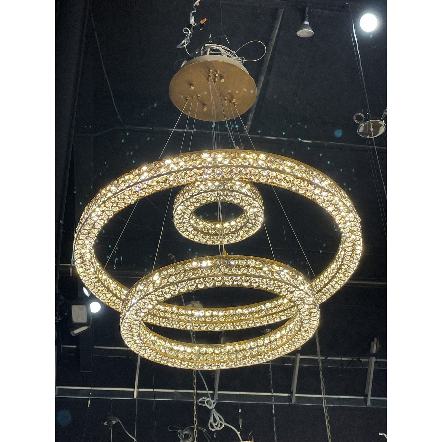 Perriello 28"W Tiered LED Crystal Ring Pendant - Italian Concept