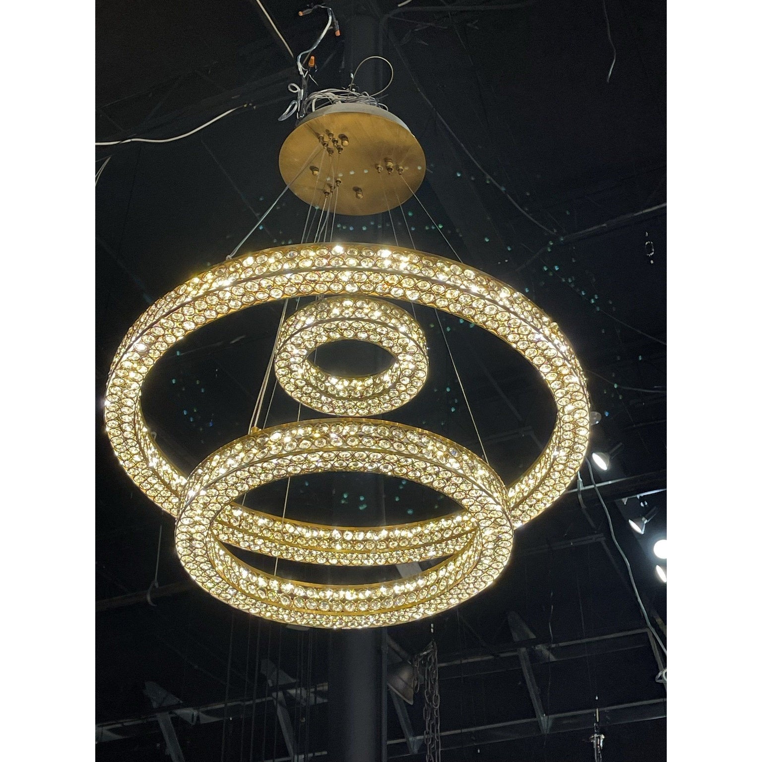 Perriello 28"W Tiered LED Crystal Ring Pendant - Italian Concept