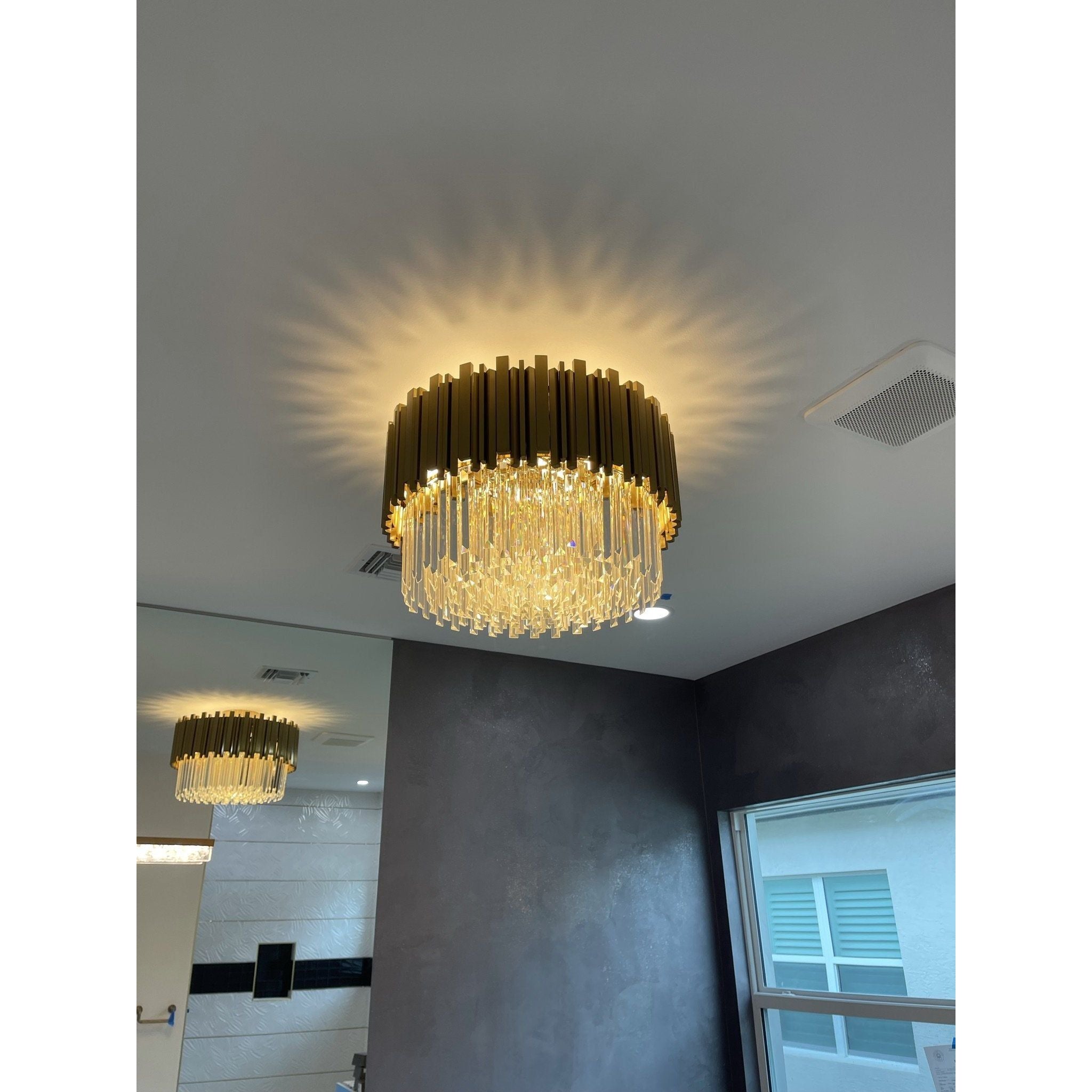 Colonnade Semi-Flushmount Round Crystal Chandelier - Italian Concept - 