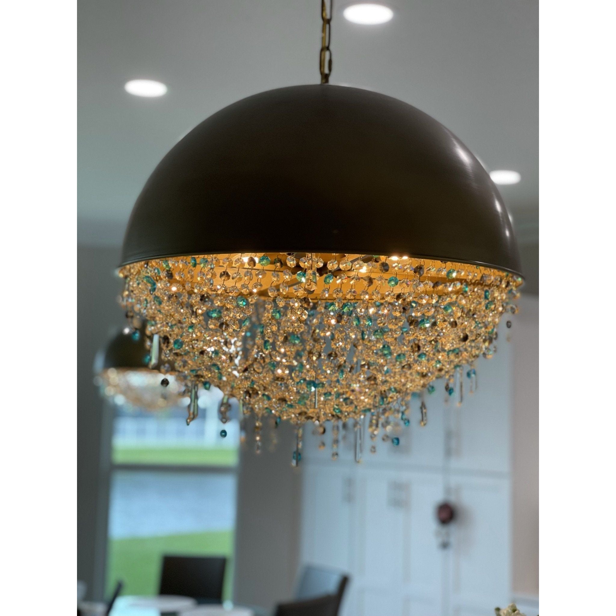 Luna Metal Half-Dome Crystal Pendant Light - Italian Concept