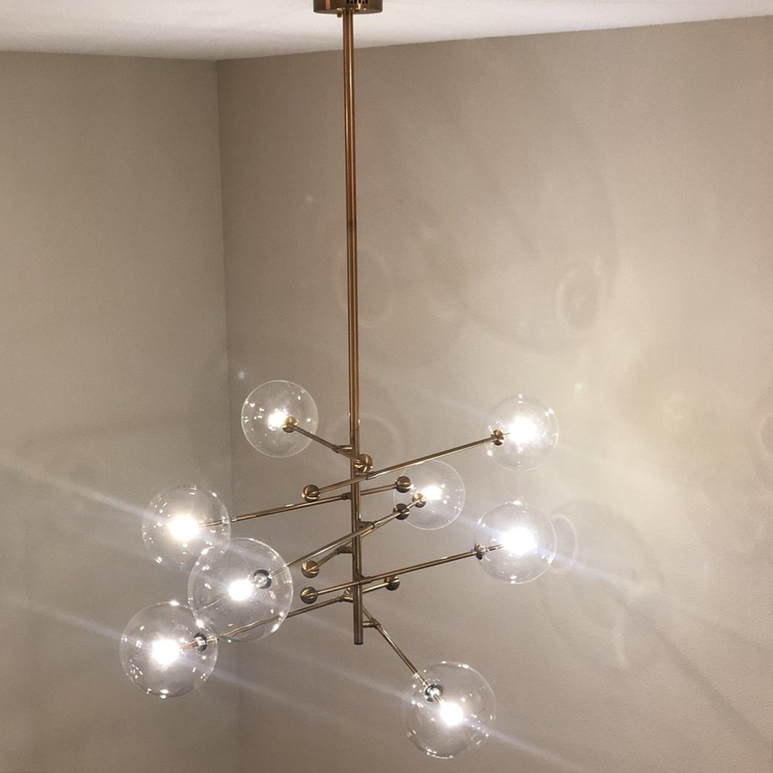 8 Light Glass Globe Branching Chandelier - Italian Concept - 