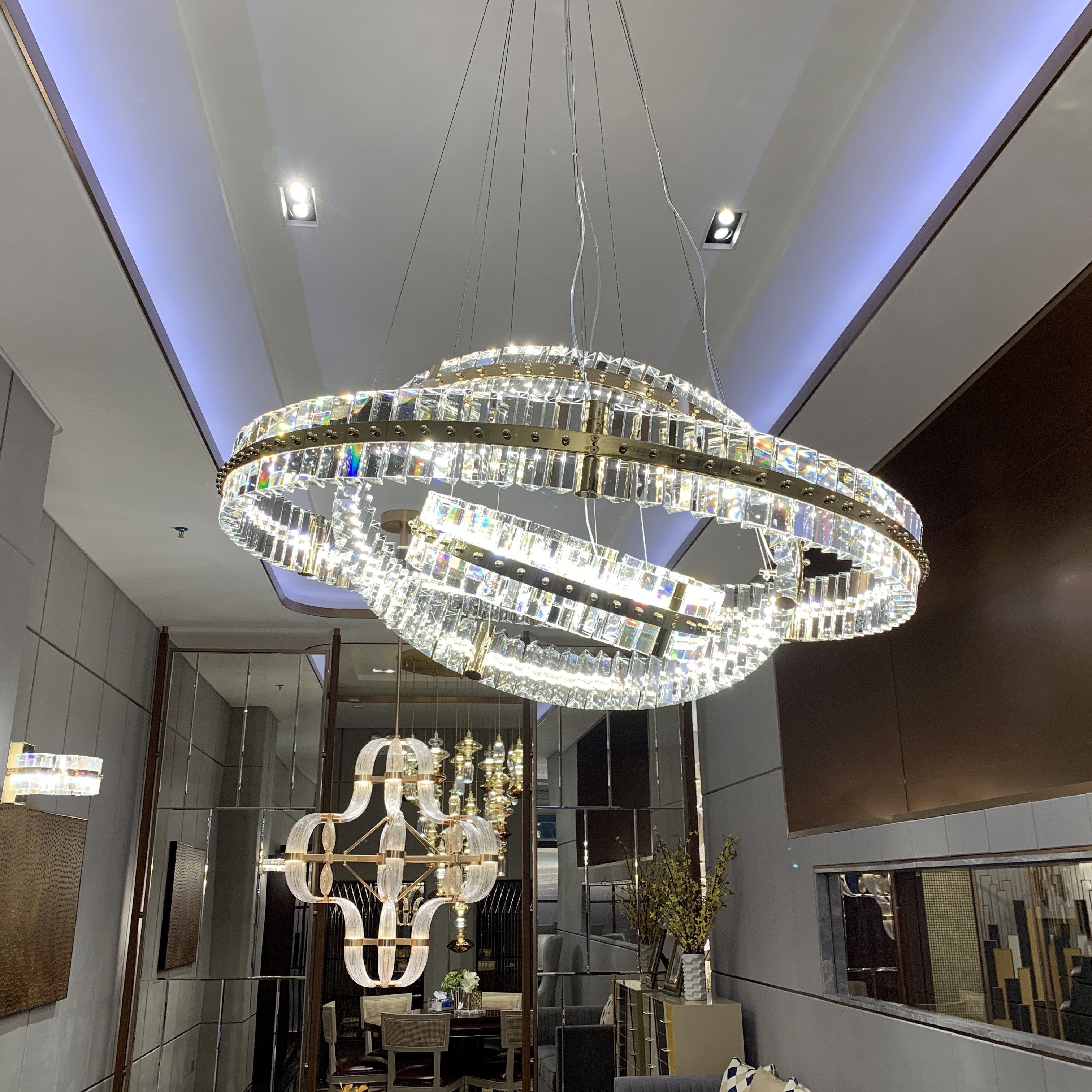 Aquinox 3-Tier Round Crystal Ring LED Chandelier - Italian Concept - 